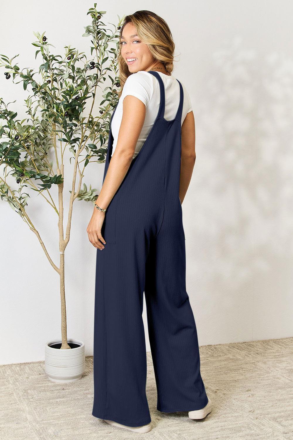 Double Take Full Size Wide Strap Overall with Pockets - Clothes For Her Online Store