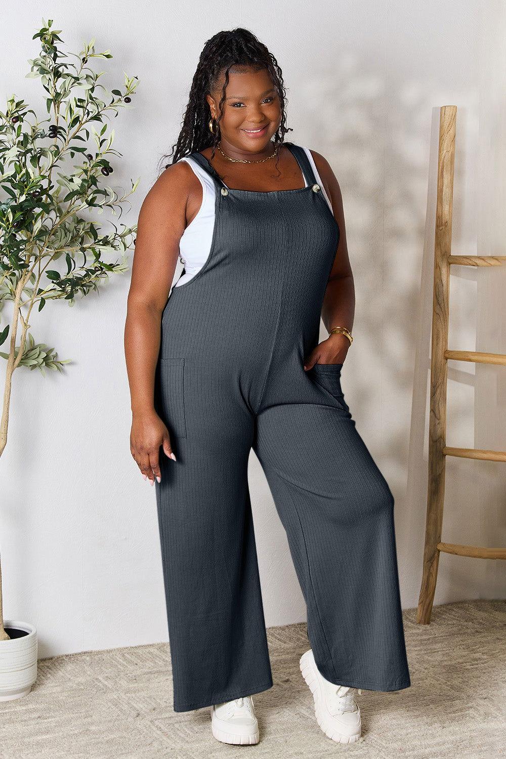 Double Take Full Size Wide Strap Overall with Pockets - Clothes For Her Online Store