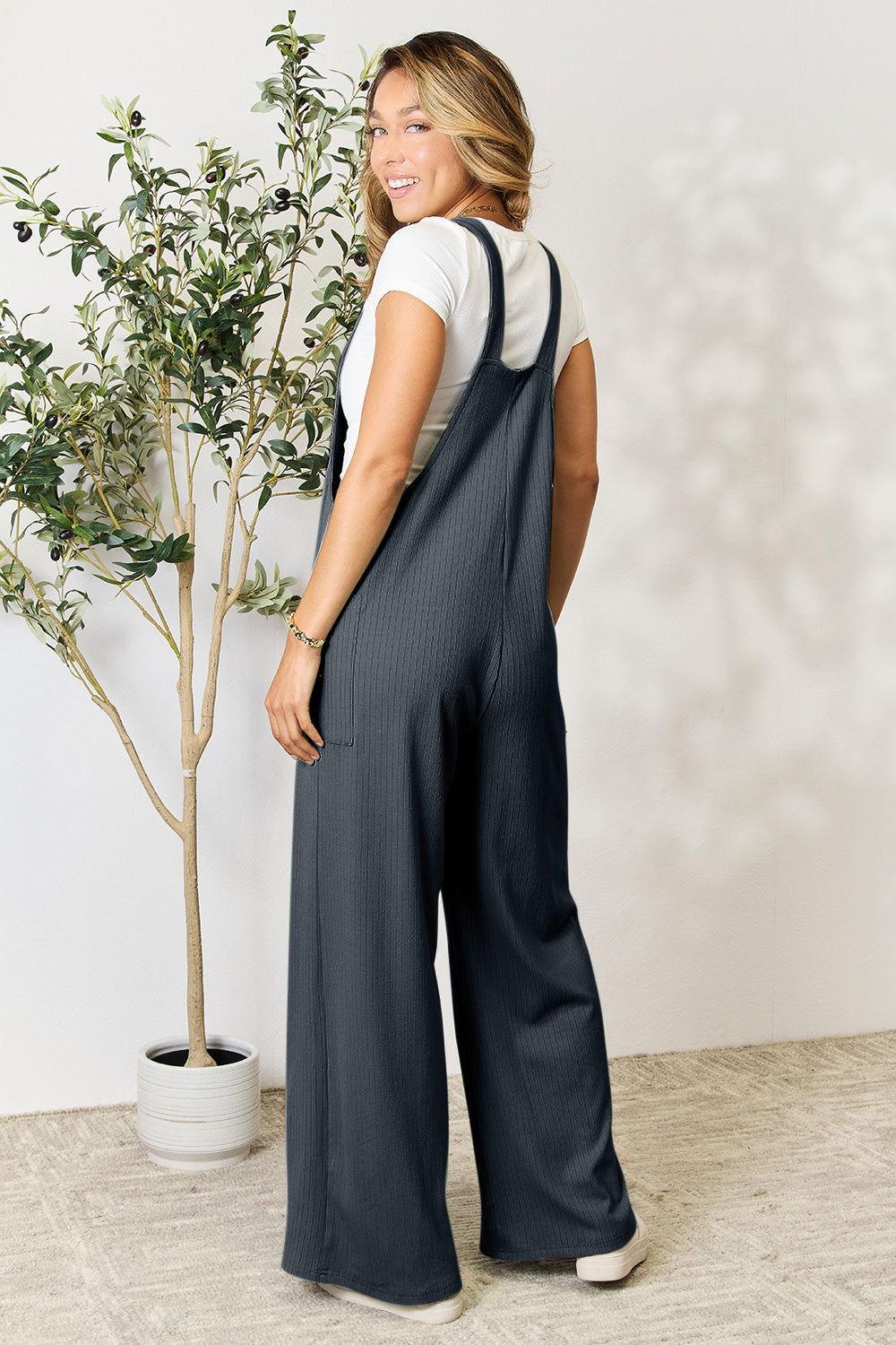 Double Take Full Size Wide Strap Overall with Pockets - Clothes For Her Online Store