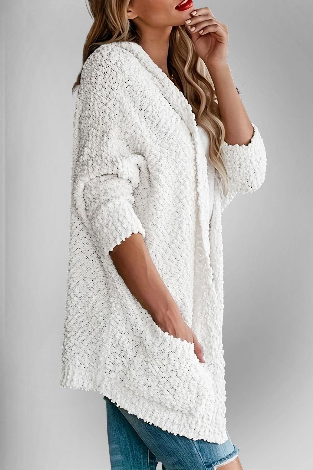 Double Take Pocketed Open Front Long Sleeve Cardigan - Clothes For Her Online Store