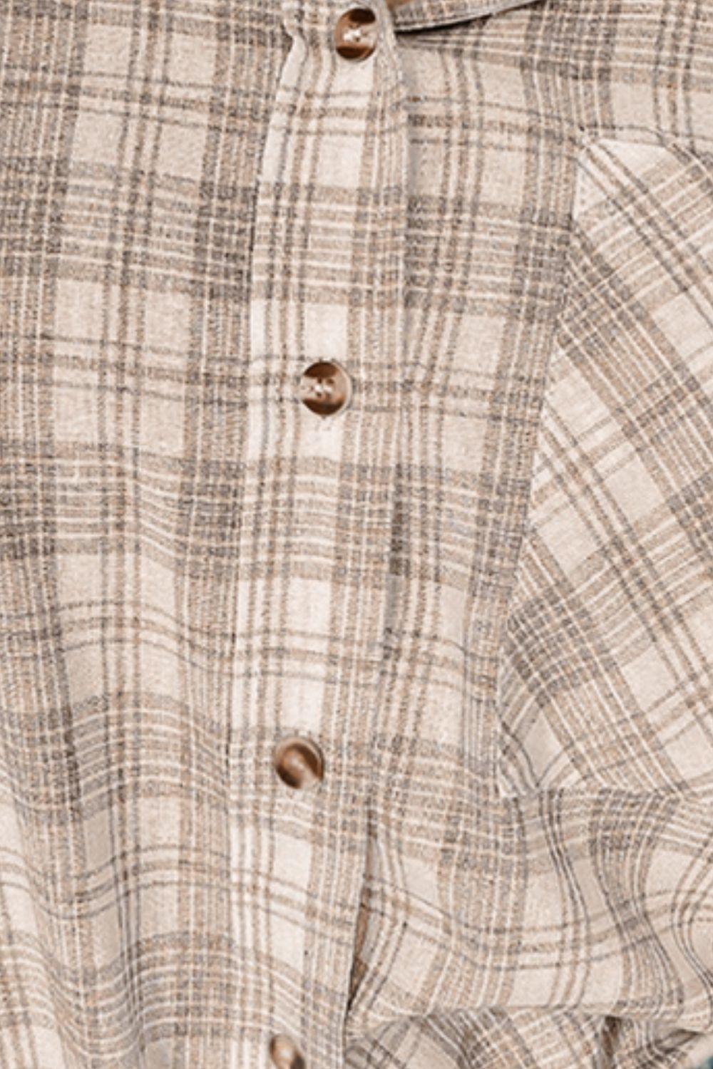 Drawstring Button Up Hooded Jacket - Clothes For Her Online Store