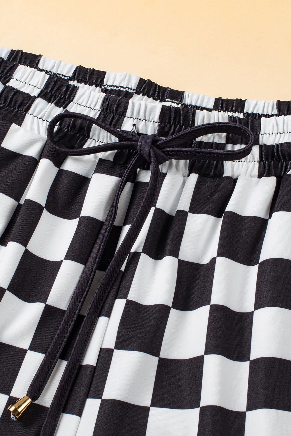 Drawstring Checkered Shorts with Pockets - Clothes For Her Online Store