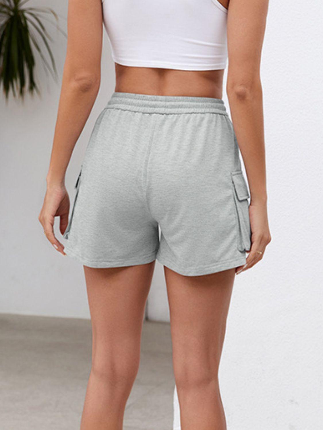 Drawstring Elastic Waist Shorts with Pockets - Clothes For Her Online Store