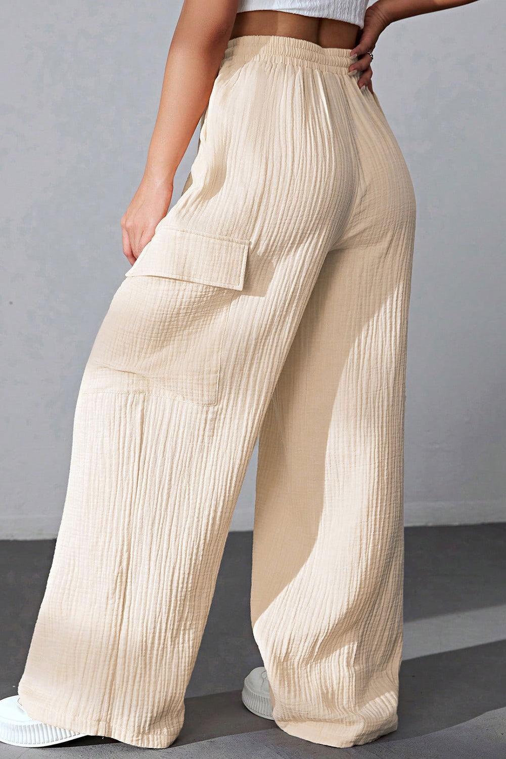 Drawstring Pocketed Wide Leg Pants - Clothes For Her Online Store