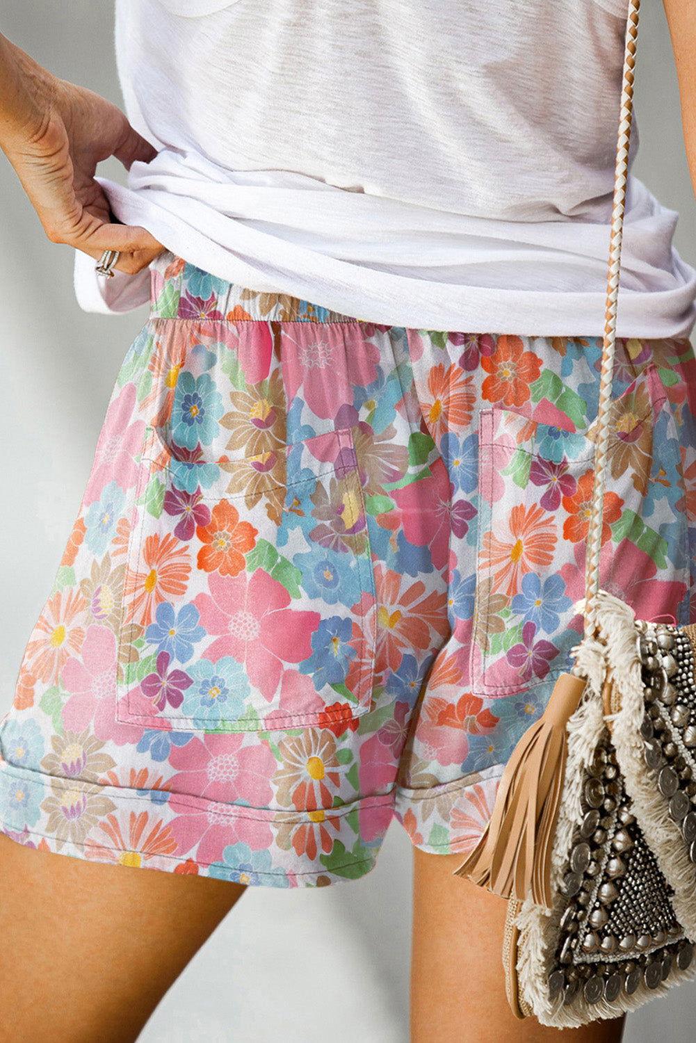 Drawstring Printed Shorts with Pockets - Clothes For Her Online Store