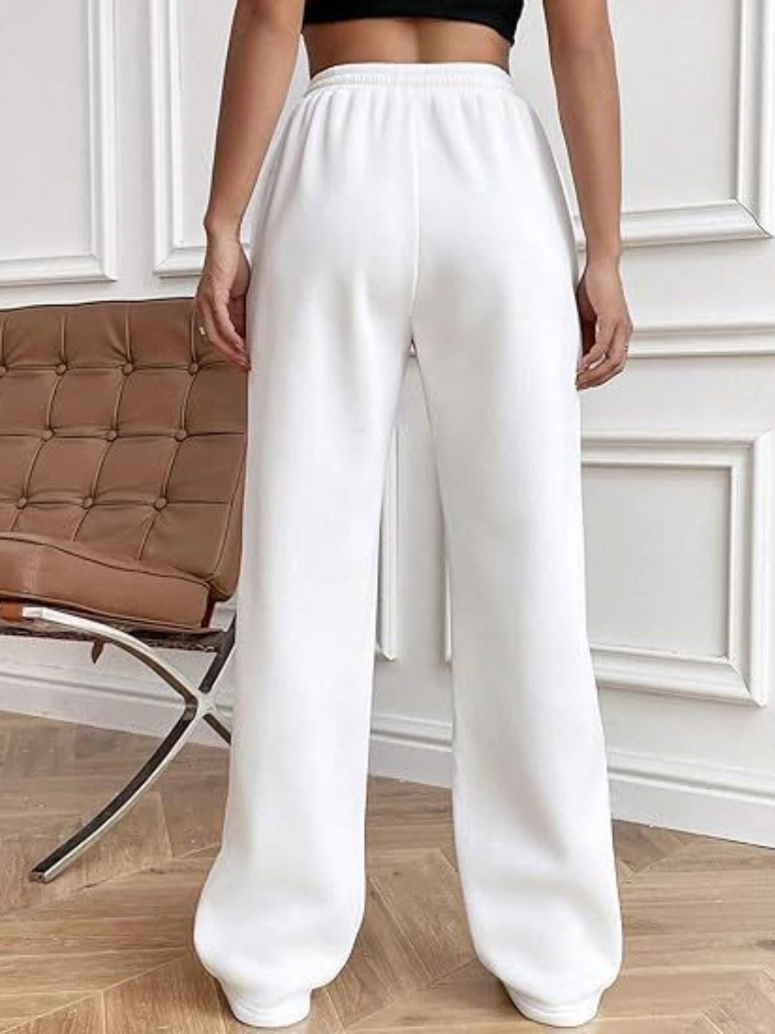 Drawstring Wide Leg Pants with Pockets - Clothes For Her Online Store