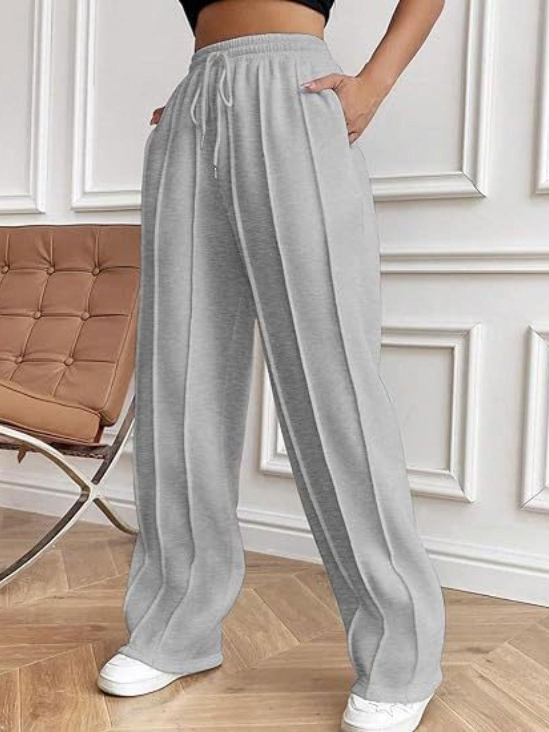 Drawstring Wide Leg Pants with Pockets - Clothes For Her Online Store