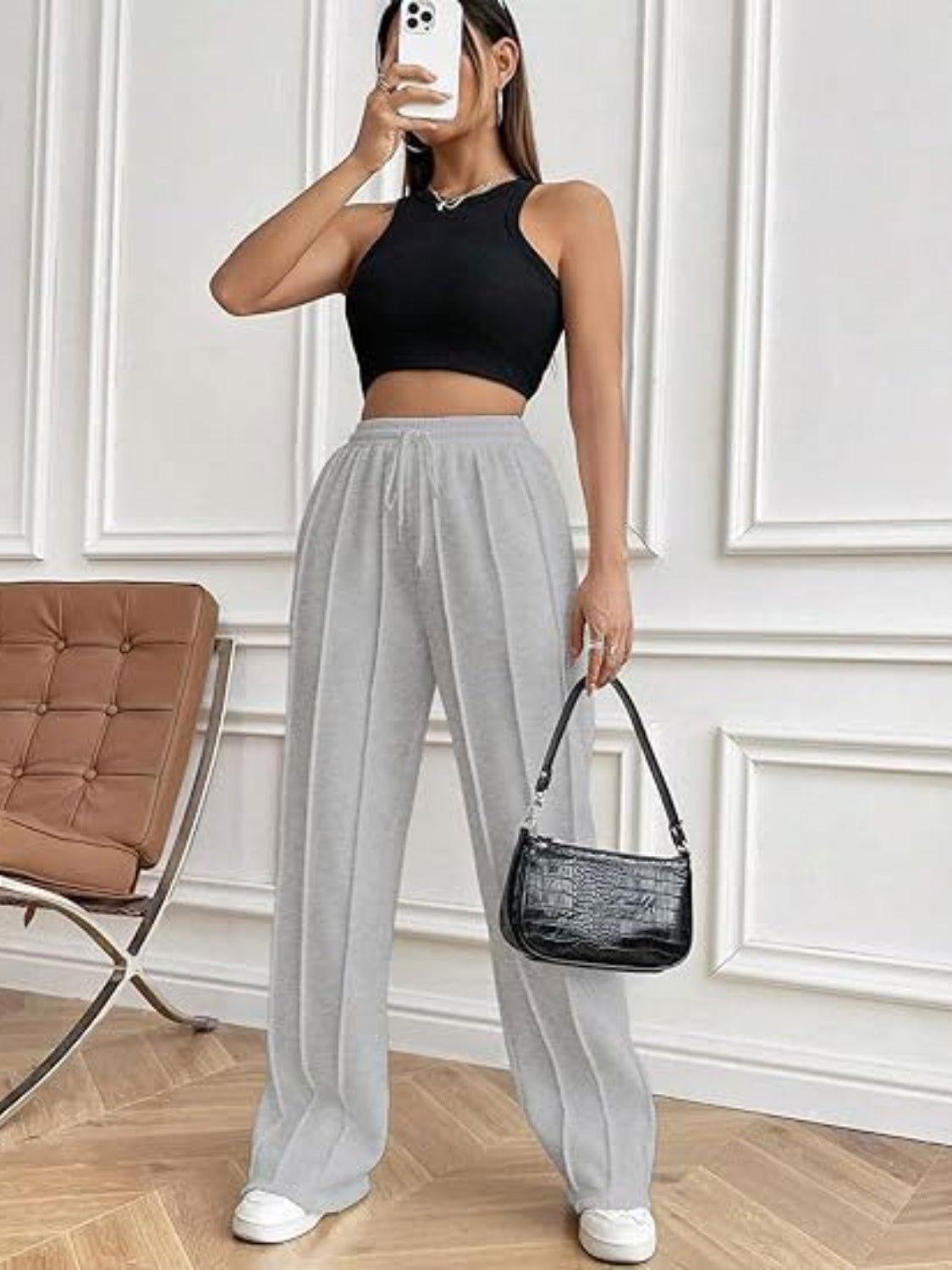 Drawstring Wide Leg Pants with Pockets - Clothes For Her Online Store