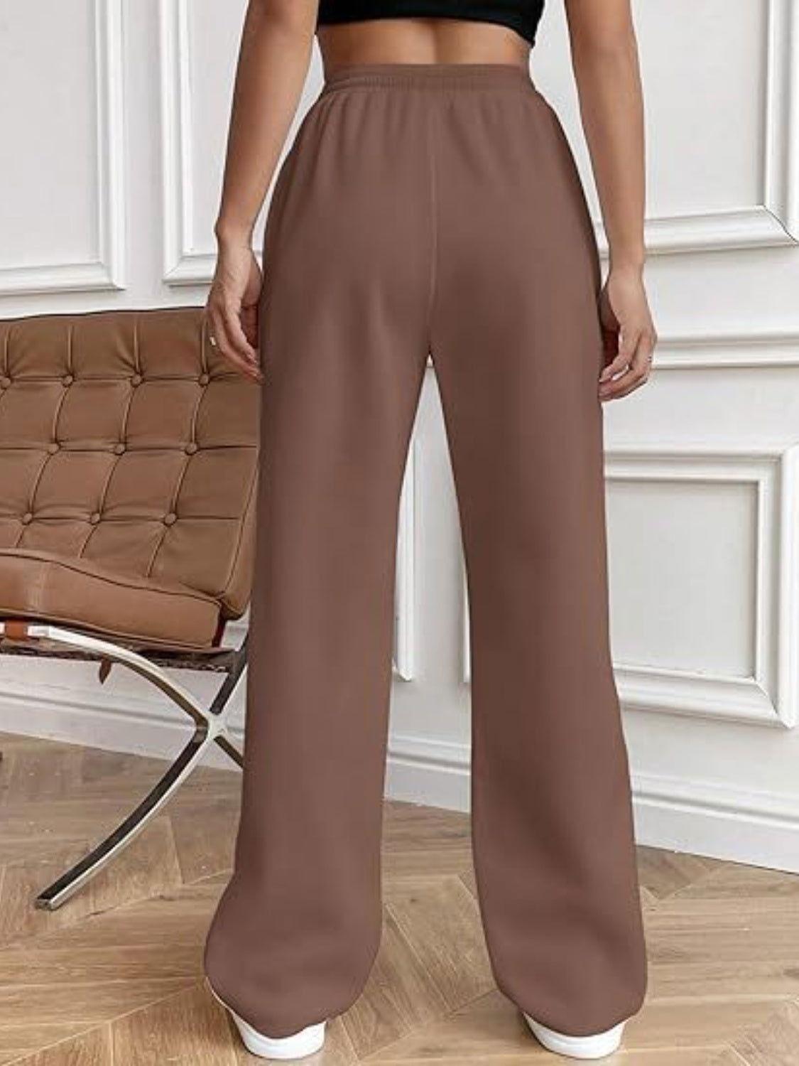 Drawstring Wide Leg Pants with Pockets - Clothes For Her Online Store