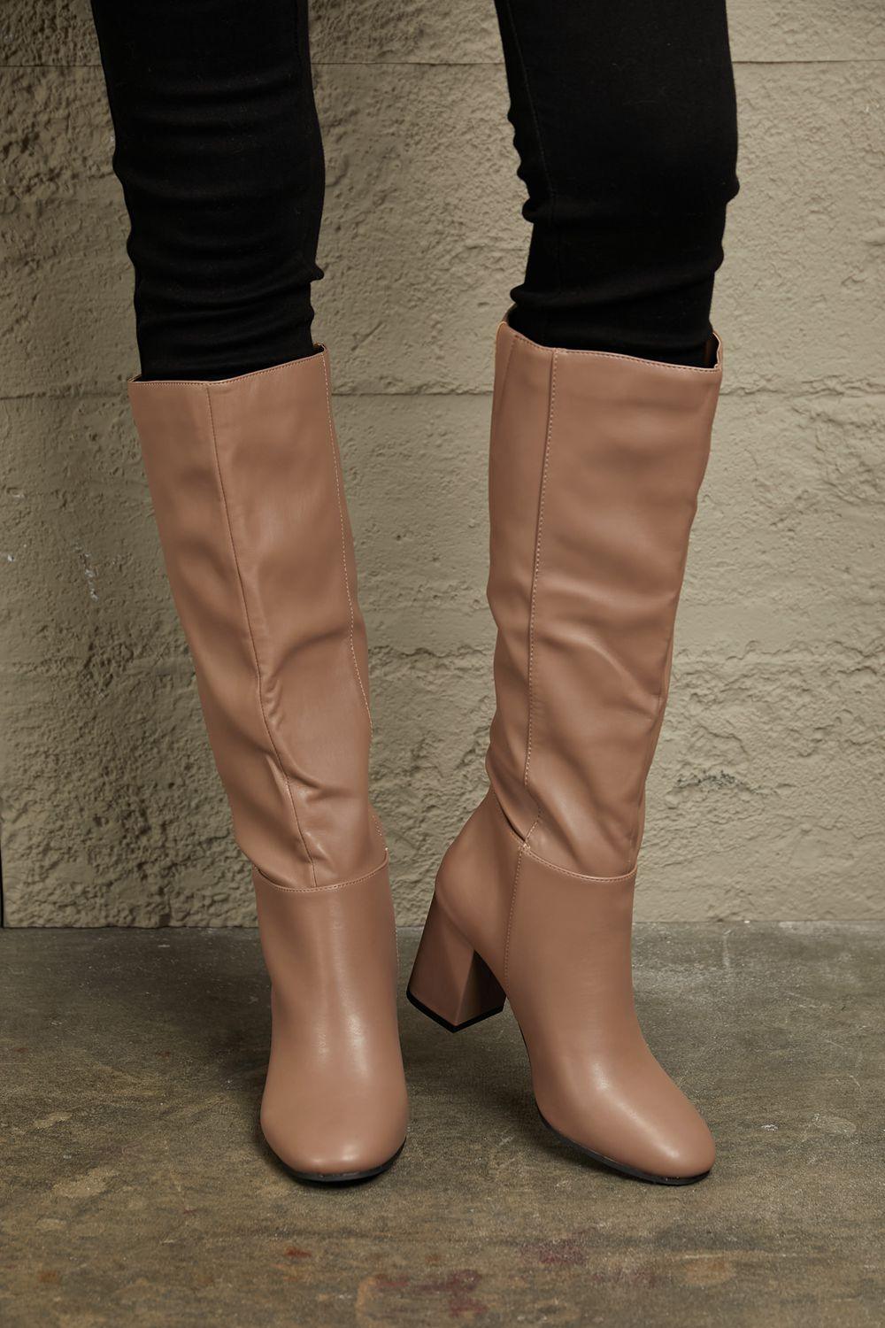 East Lion Corp Block Heel Knee High Boots - Clothes For Her Online Store