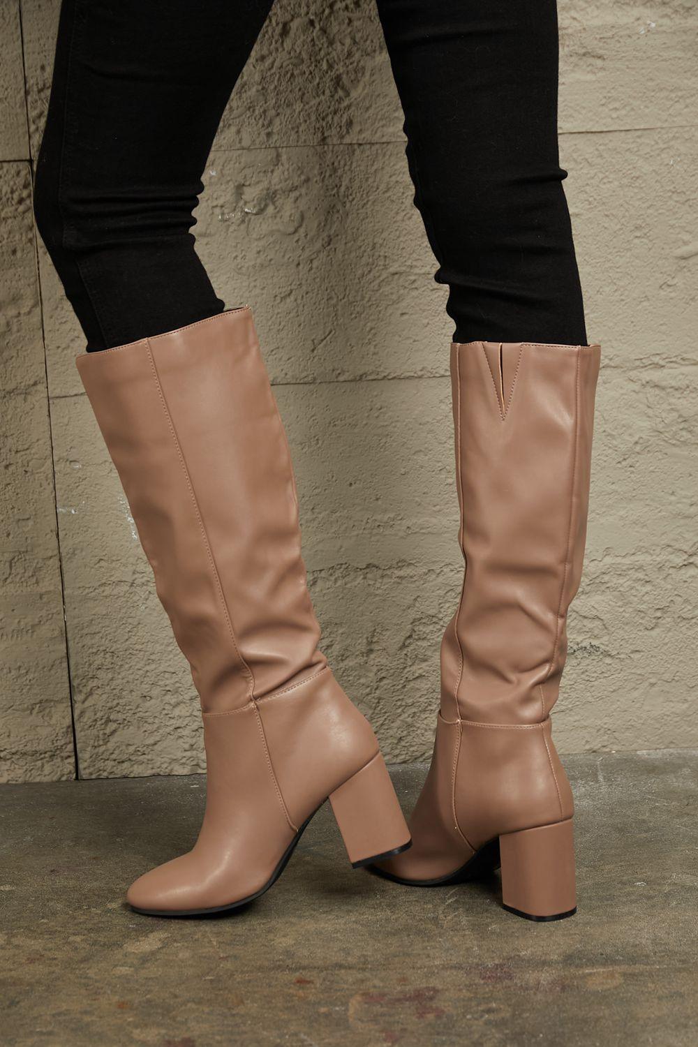 East Lion Corp Block Heel Knee High Boots - Clothes For Her Online Store