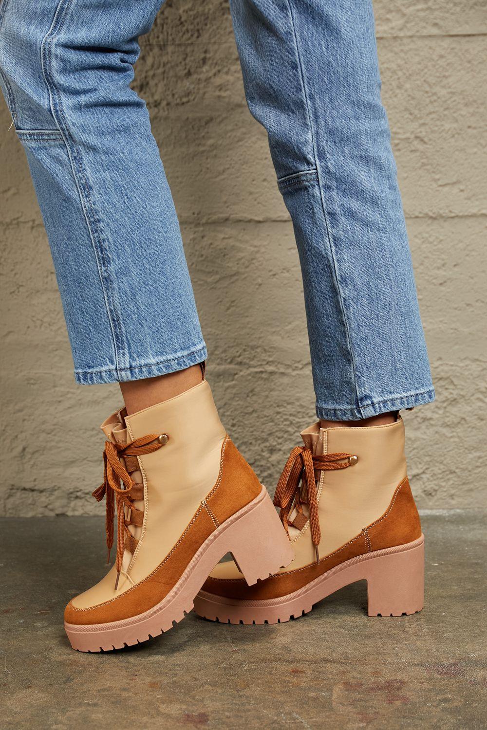 East Lion Corp Lace Up Lug Booties - Clothes For Her Online Store