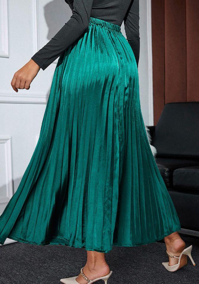 Elastic Waist Pleated Midi Skirt - Clothes For Her Online Store