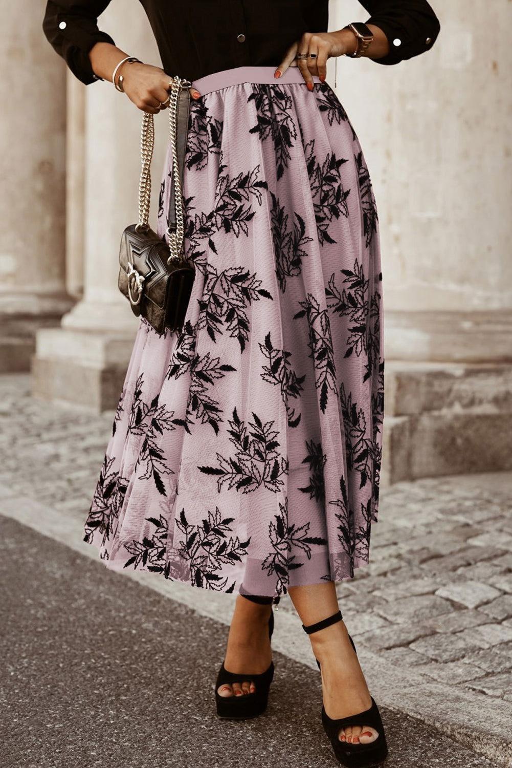Embroidered High Waist Maxi Skirt - Clothes For Her Online Store