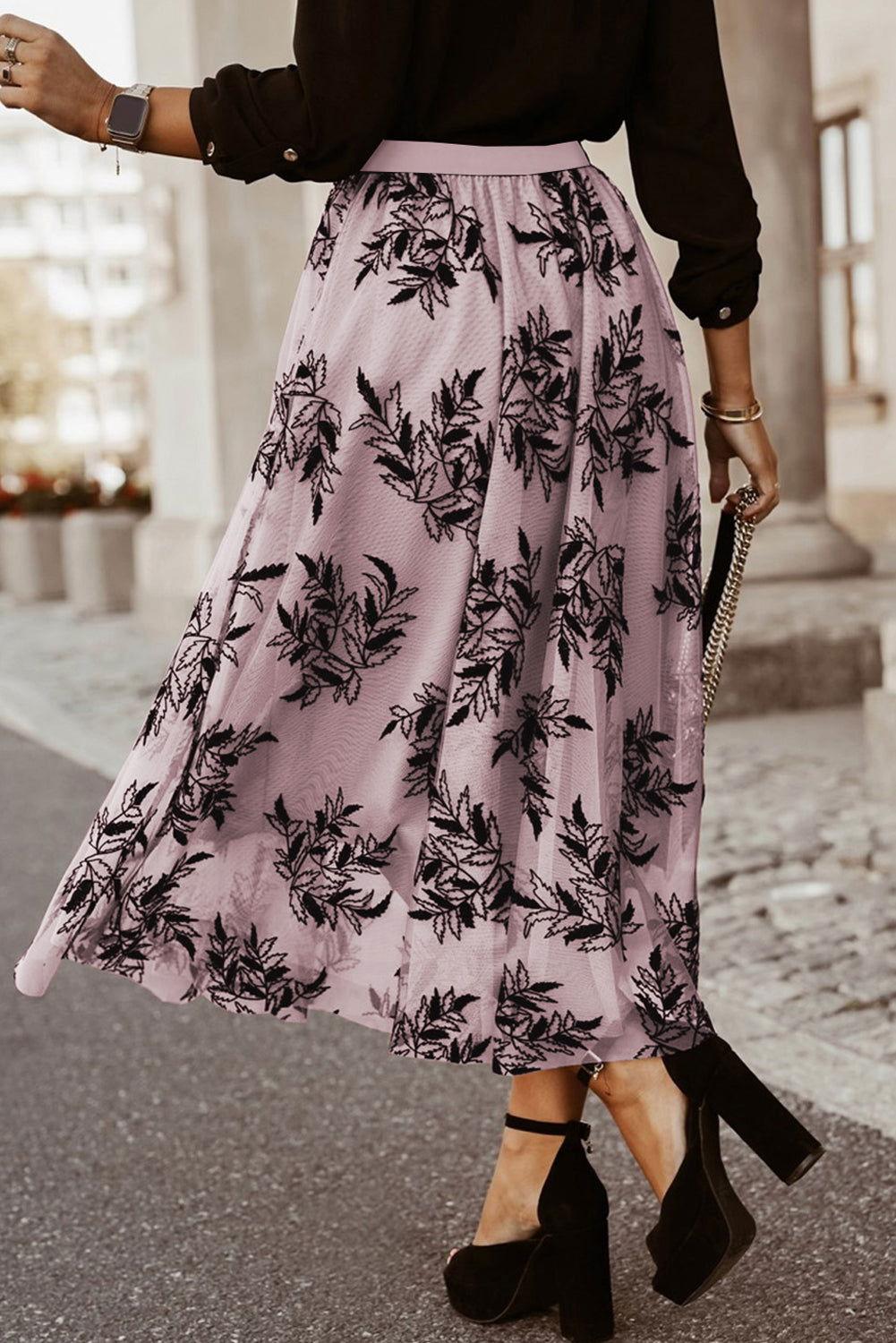 Embroidered High Waist Maxi Skirt - Clothes For Her Online Store