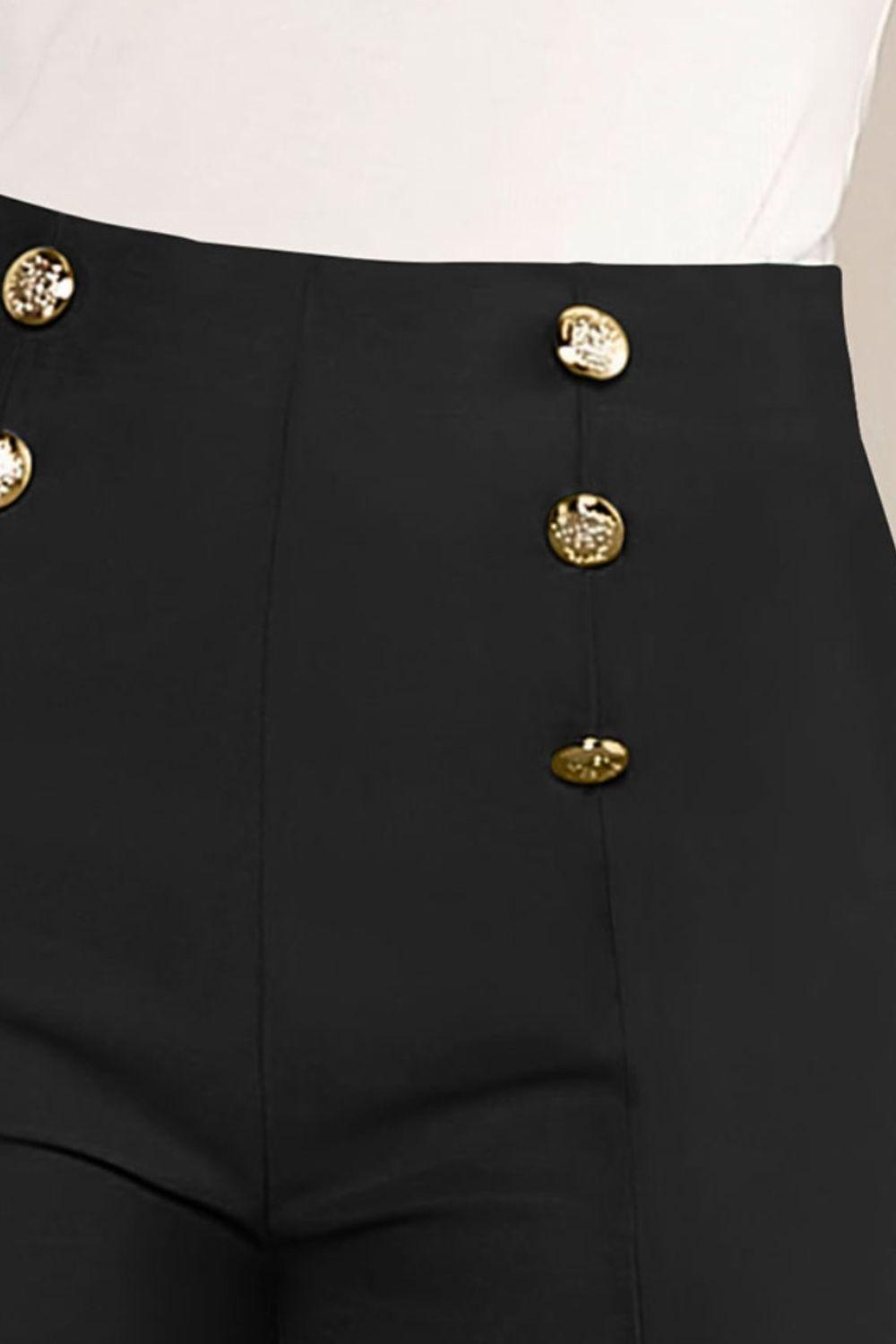 FAM-FAM Decorative Button High Waist Shorts - Clothes For Her Online Store