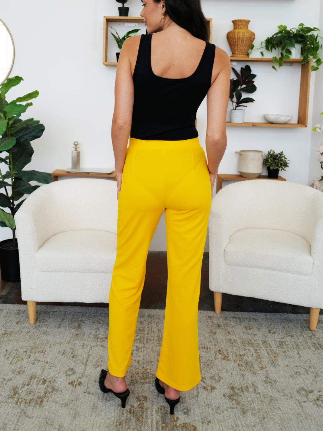 FAM-FAM Elastic Waist Bootcut Pants - Clothes For Her Online Store