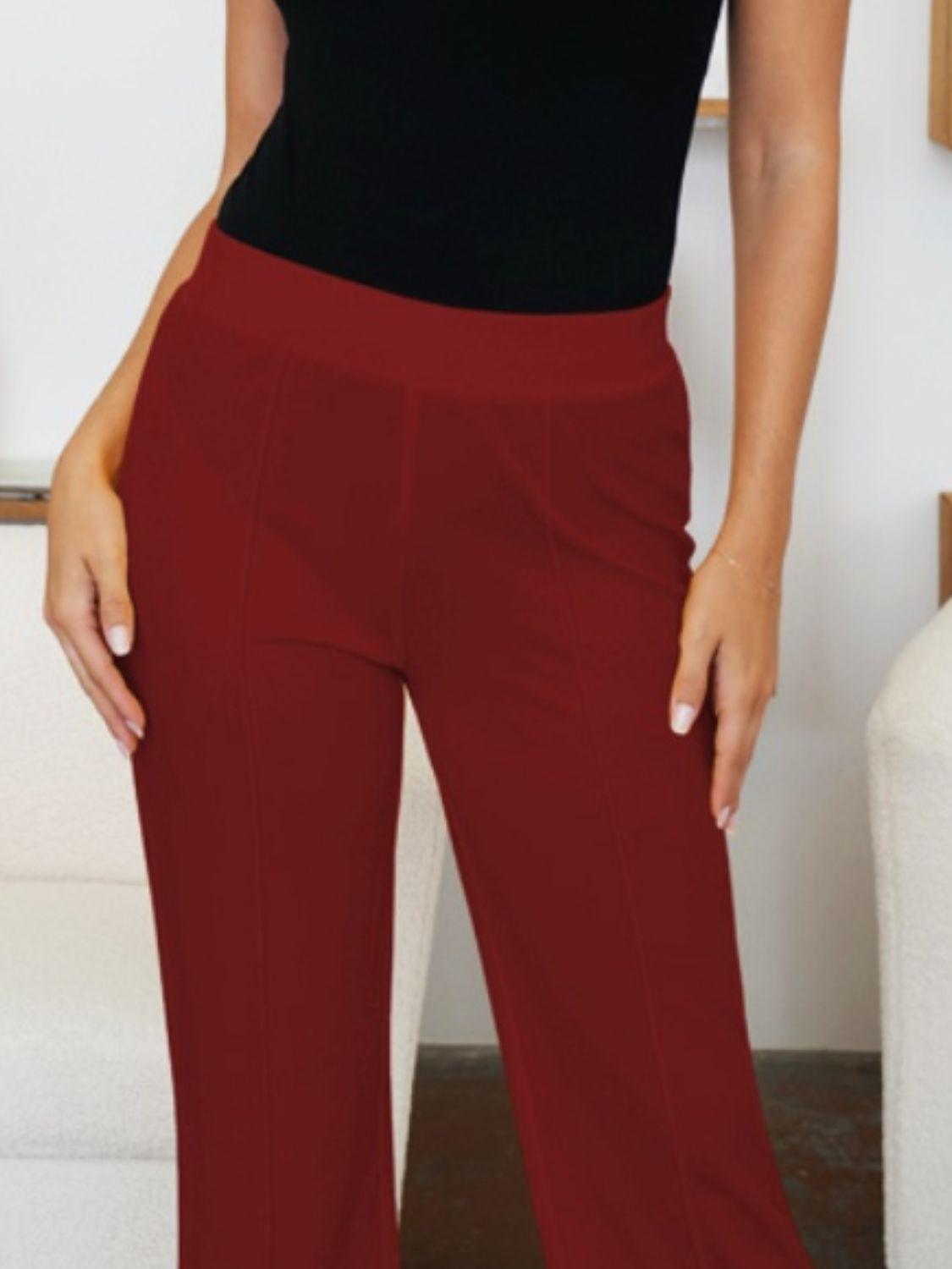 FAM-FAM Elastic Waist Bootcut Pants - Clothes For Her Online Store