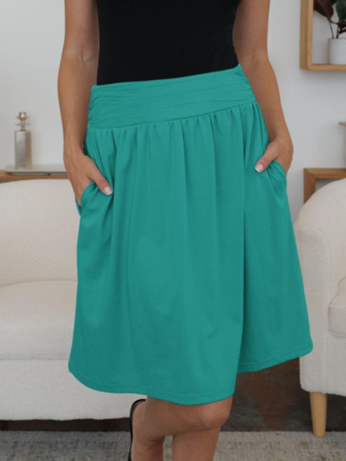 FAM-FAM Elastic Waist Skirt with Pockets - Clothes For Her Online Store