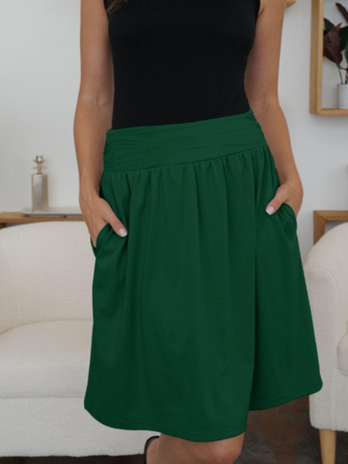 FAM-FAM Elastic Waist Skirt with Pockets - Clothes For Her Online Store