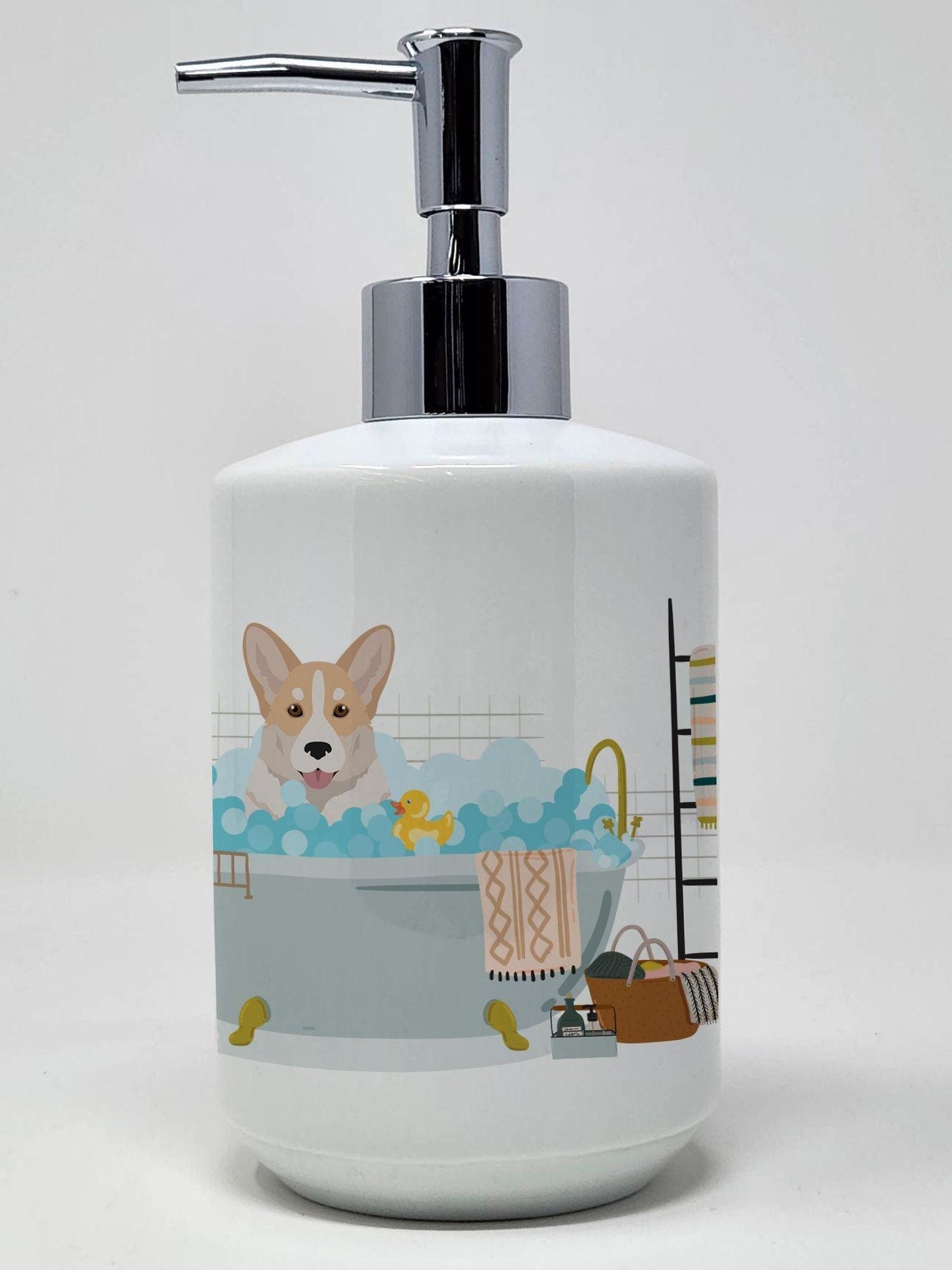 Fawn Cardigan Corgi Ceramic Soap Dispenser Hand Soap Dispenser Pump Bottles for Bathroom Kitchen, Empty Refillable Liquid Soap Container - Clothes For Her Online Store