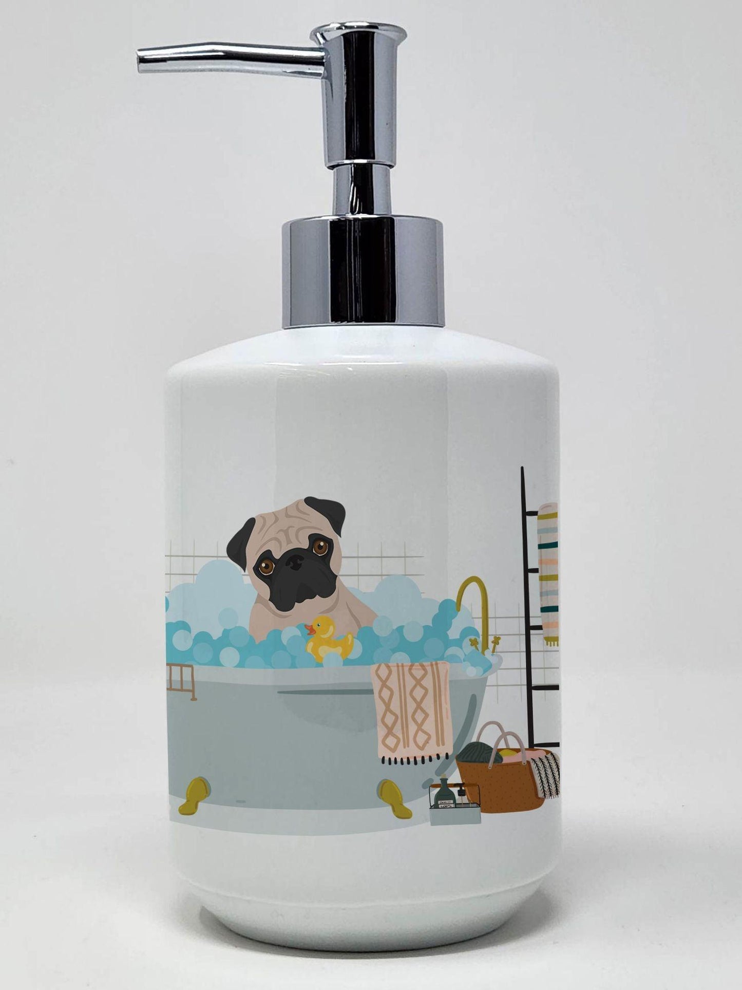 Fawn Pug Ceramic Soap Dispenser Hand Soap Dispenser Pump Bottles for Bathroom Kitchen, Empty Refillable Liquid Soap Container - Clothes For Her Online Store