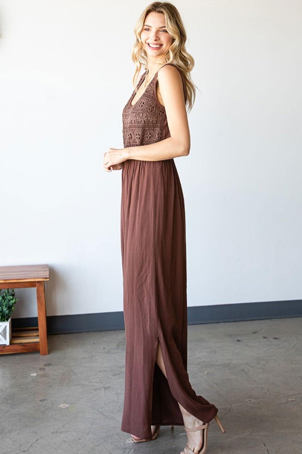 First Love Tie Back Sleeveless Slit Wide Leg Jumpsuit - Clothes For Her Online Store
