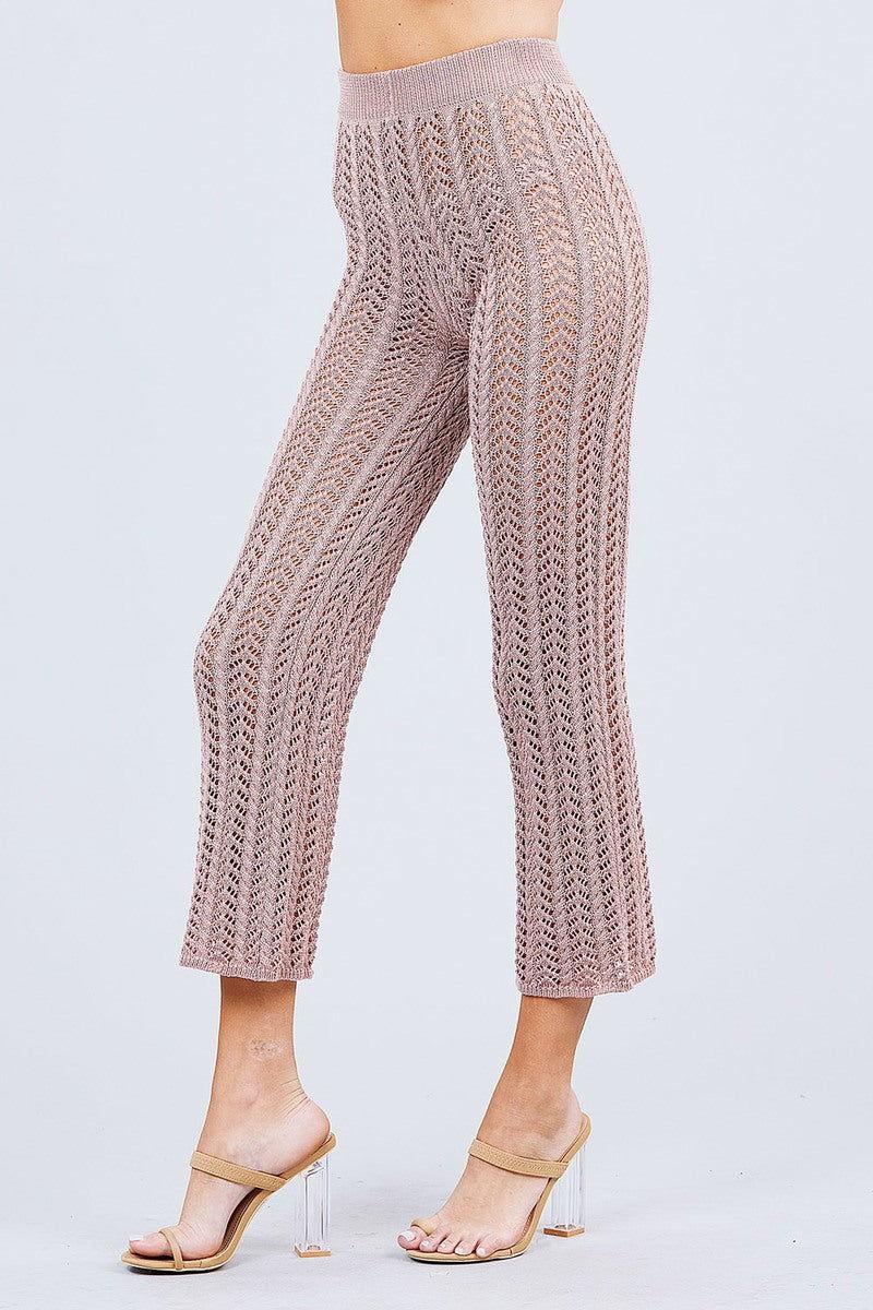 Flare Long Fishnet Sweater Pants - Clothes For Her Online Store