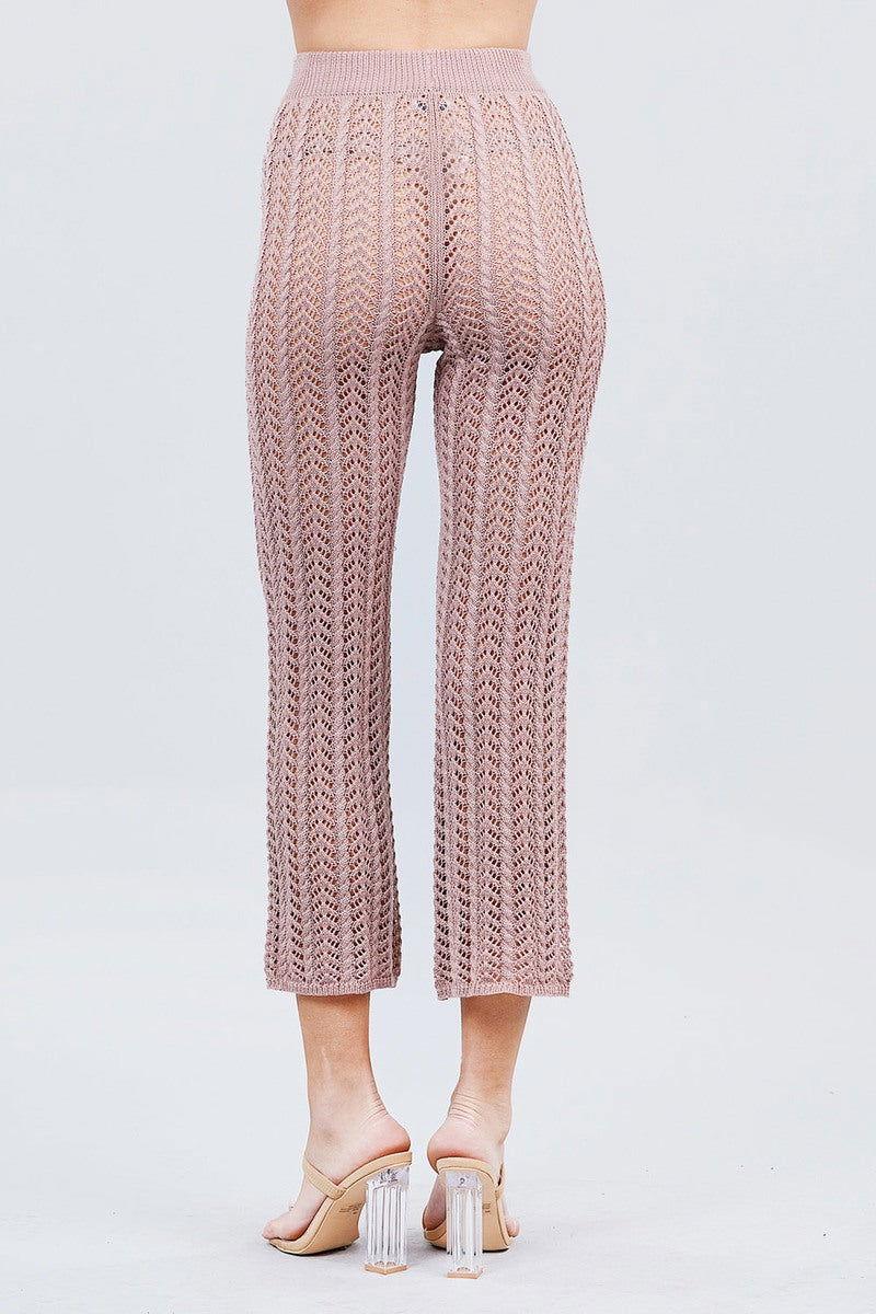 Flare Long Fishnet Sweater Pants - Clothes For Her Online Store