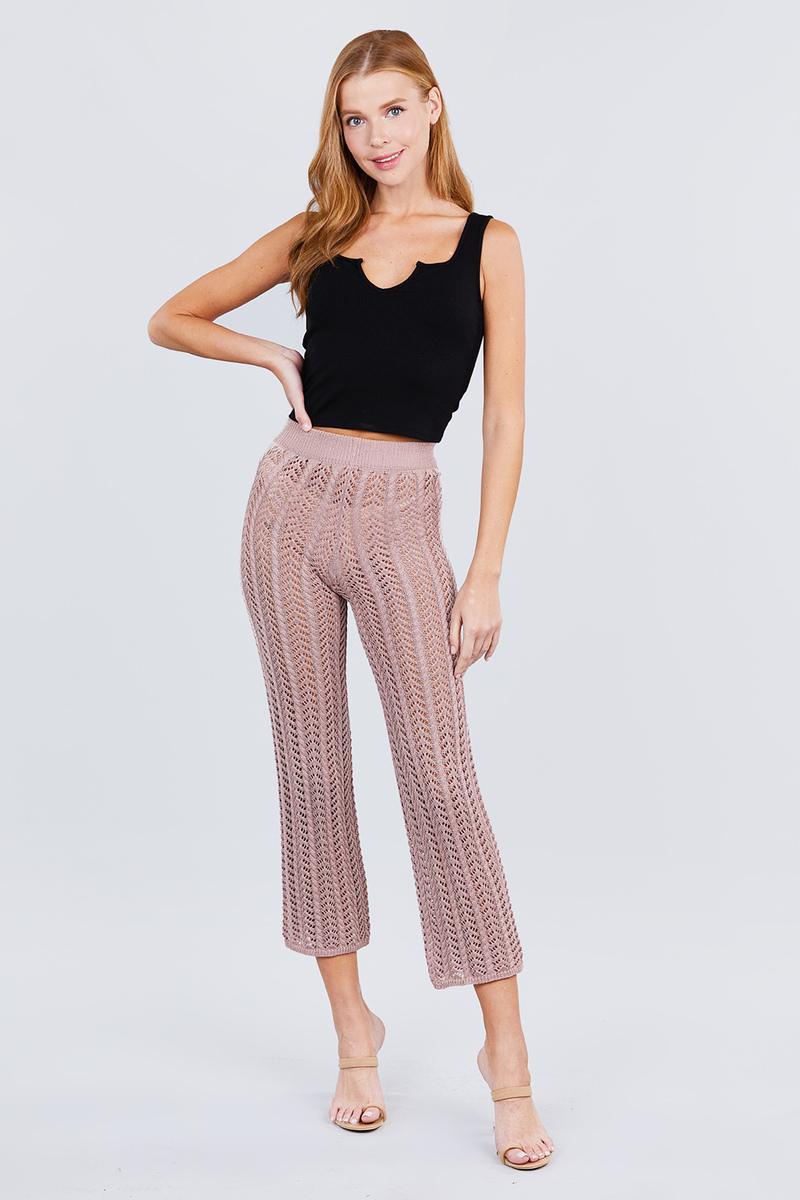 Flare Long Fishnet Sweater Pants - Clothes For Her Online Store