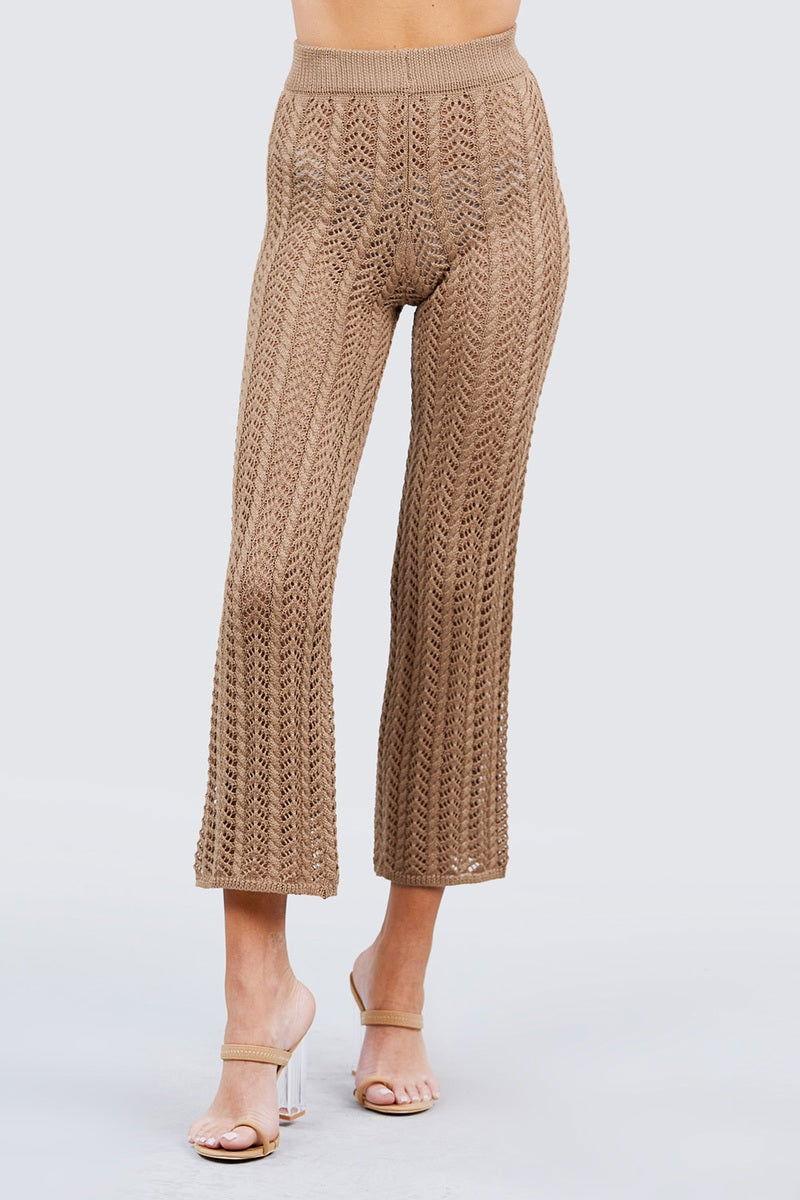 Flare Long Fishnet Sweater Pants - Clothes For Her Online Store