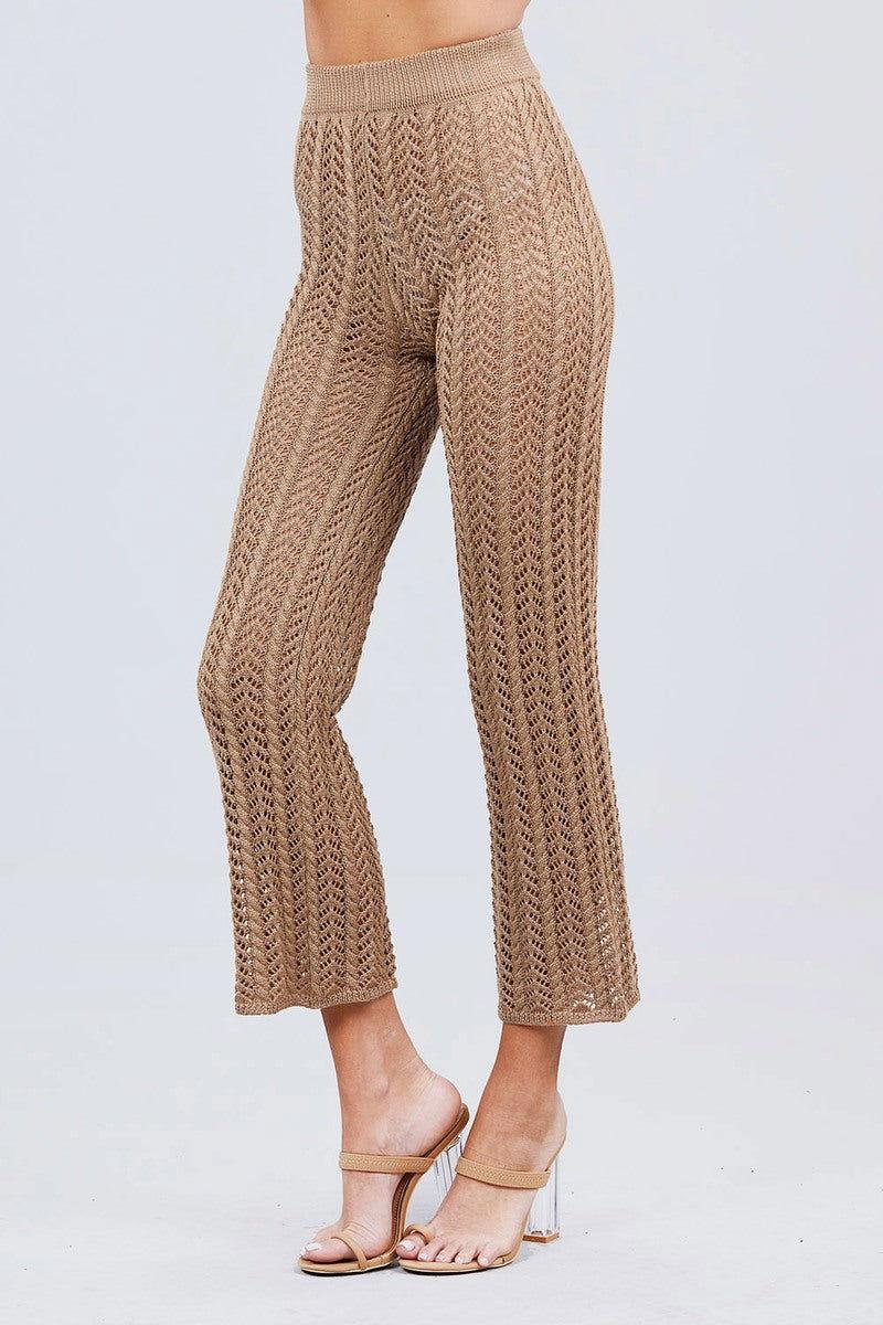 Flare Long Fishnet Sweater Pants - Clothes For Her Online Store