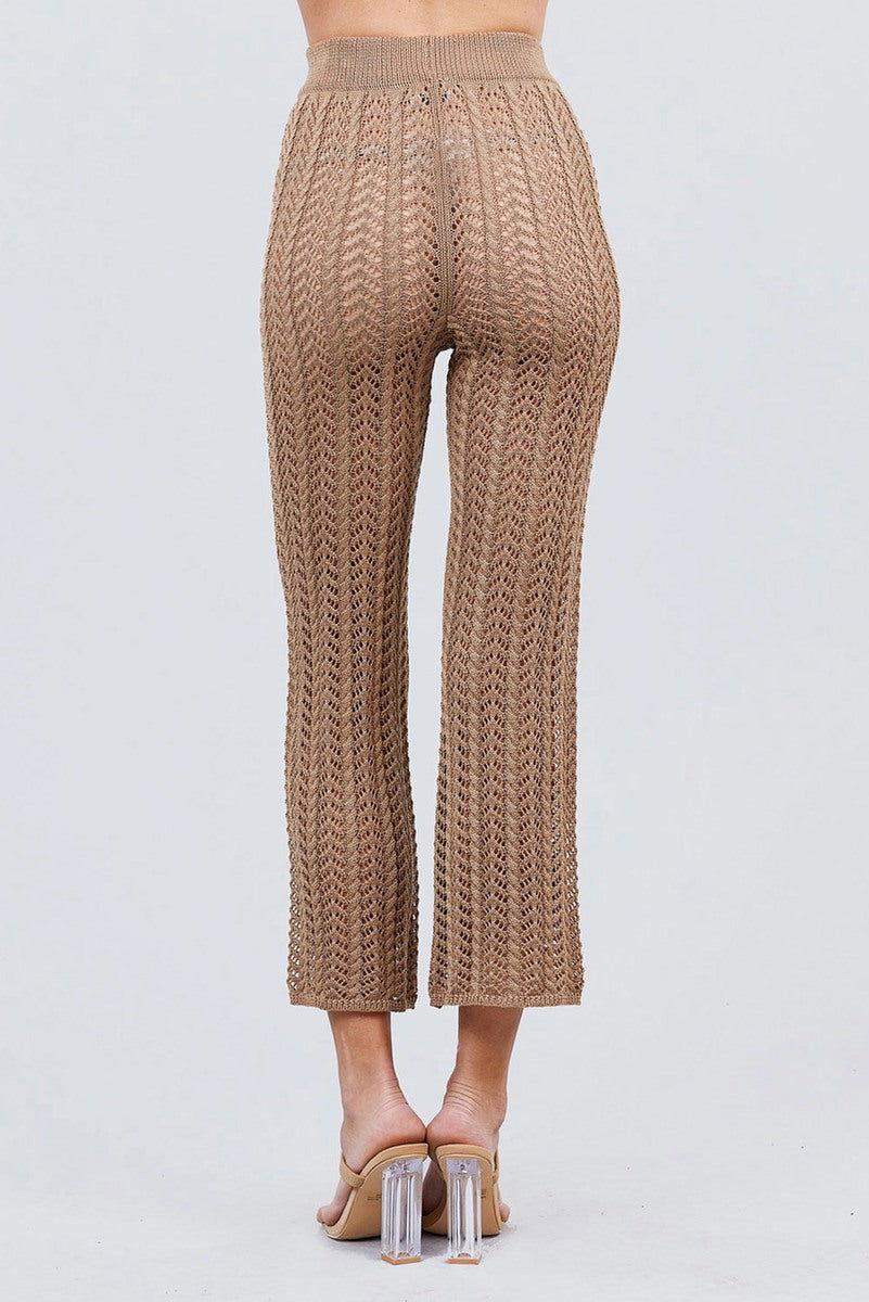 Flare Long Fishnet Sweater Pants - Clothes For Her Online Store