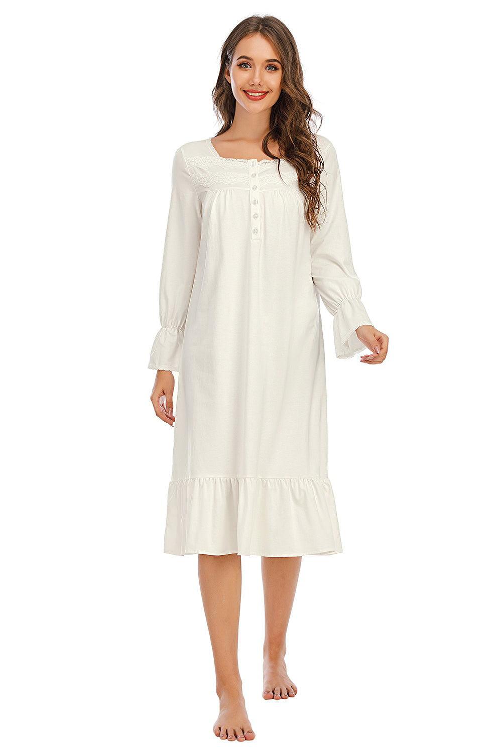 Flounce Sleeve Ruffle Hem Night Dress - Clothes For Her Online Store