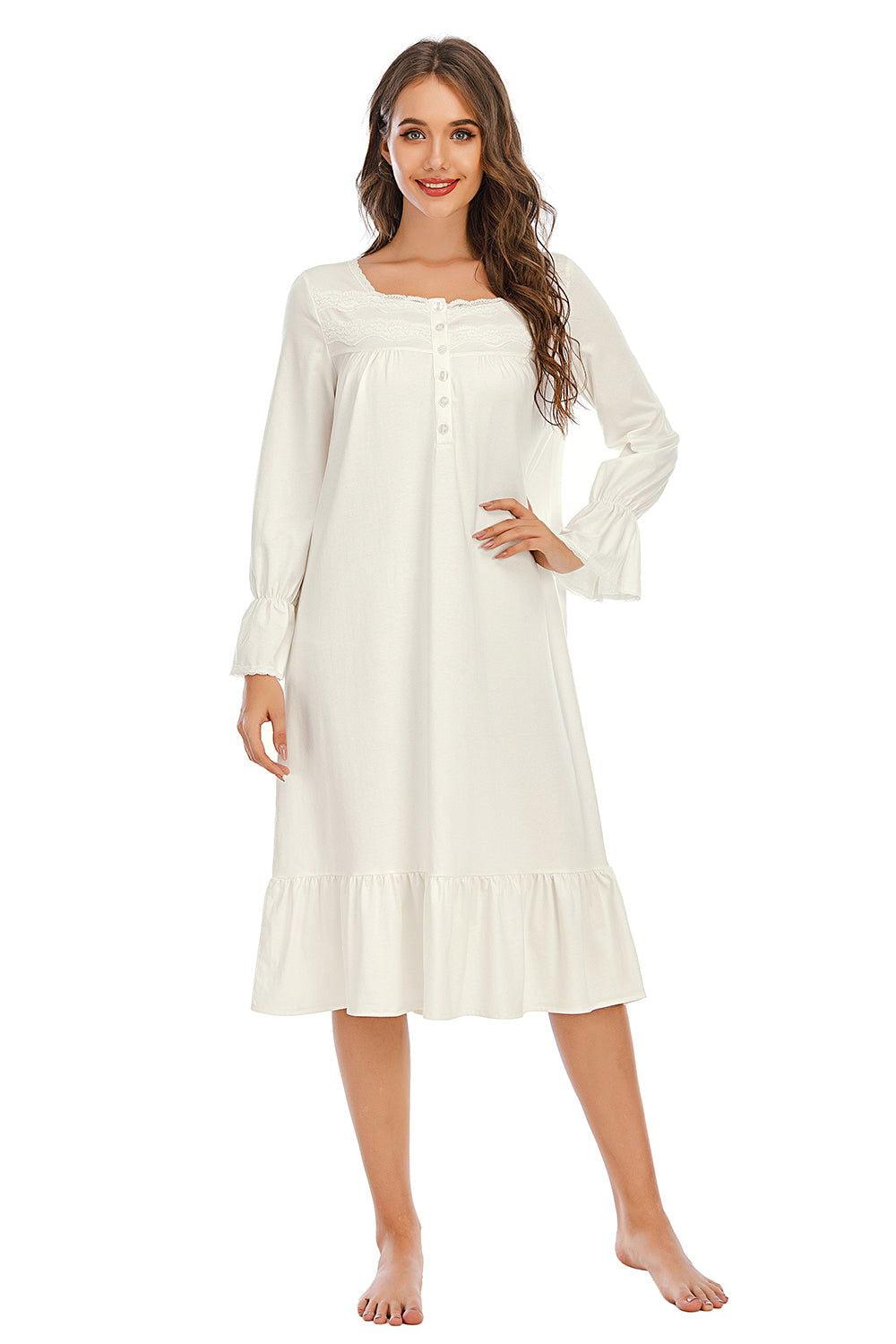 Flounce Sleeve Ruffle Hem Night Dress - Clothes For Her Online Store
