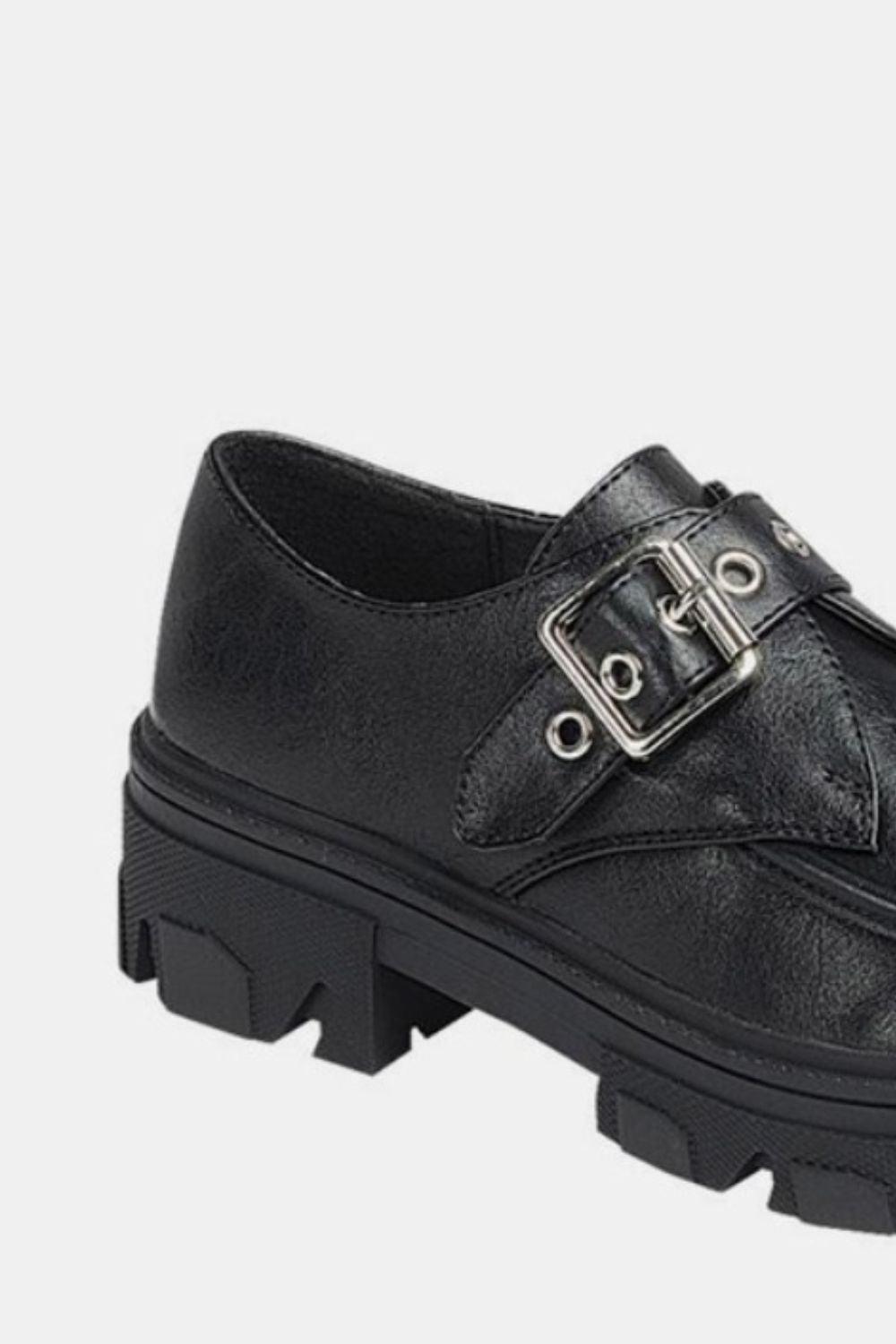 Forever Link Buckled Platform Lug Sole Loafers - Clothes For Her Online Store