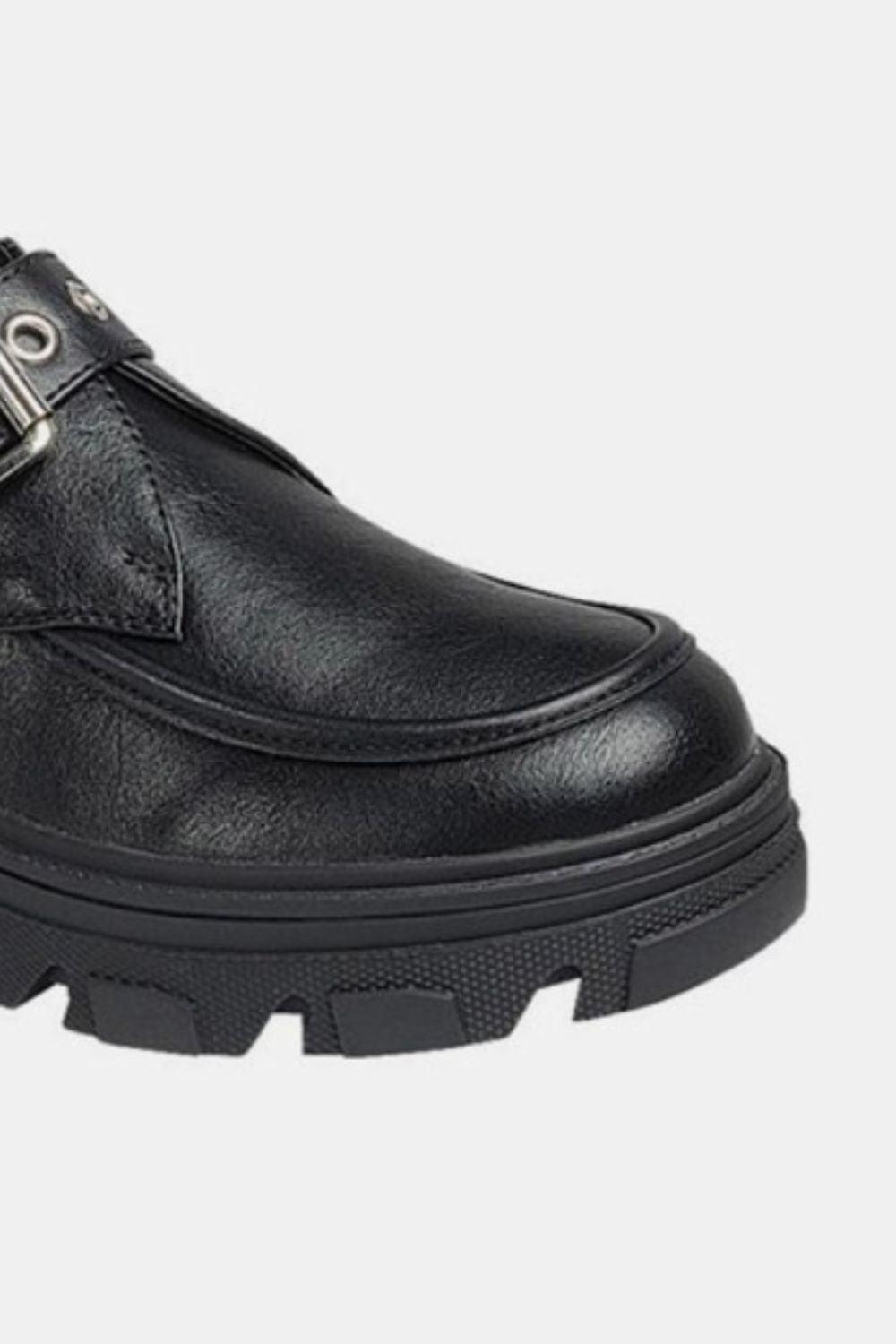 Forever Link Buckled Platform Lug Sole Loafers - Clothes For Her Online Store