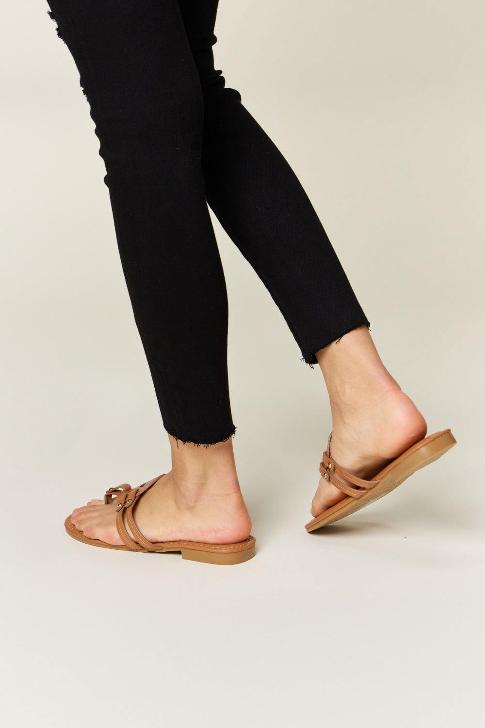 Forever Link Cutout PU Leather Open Toe Sandals - Clothes For Her Online Store