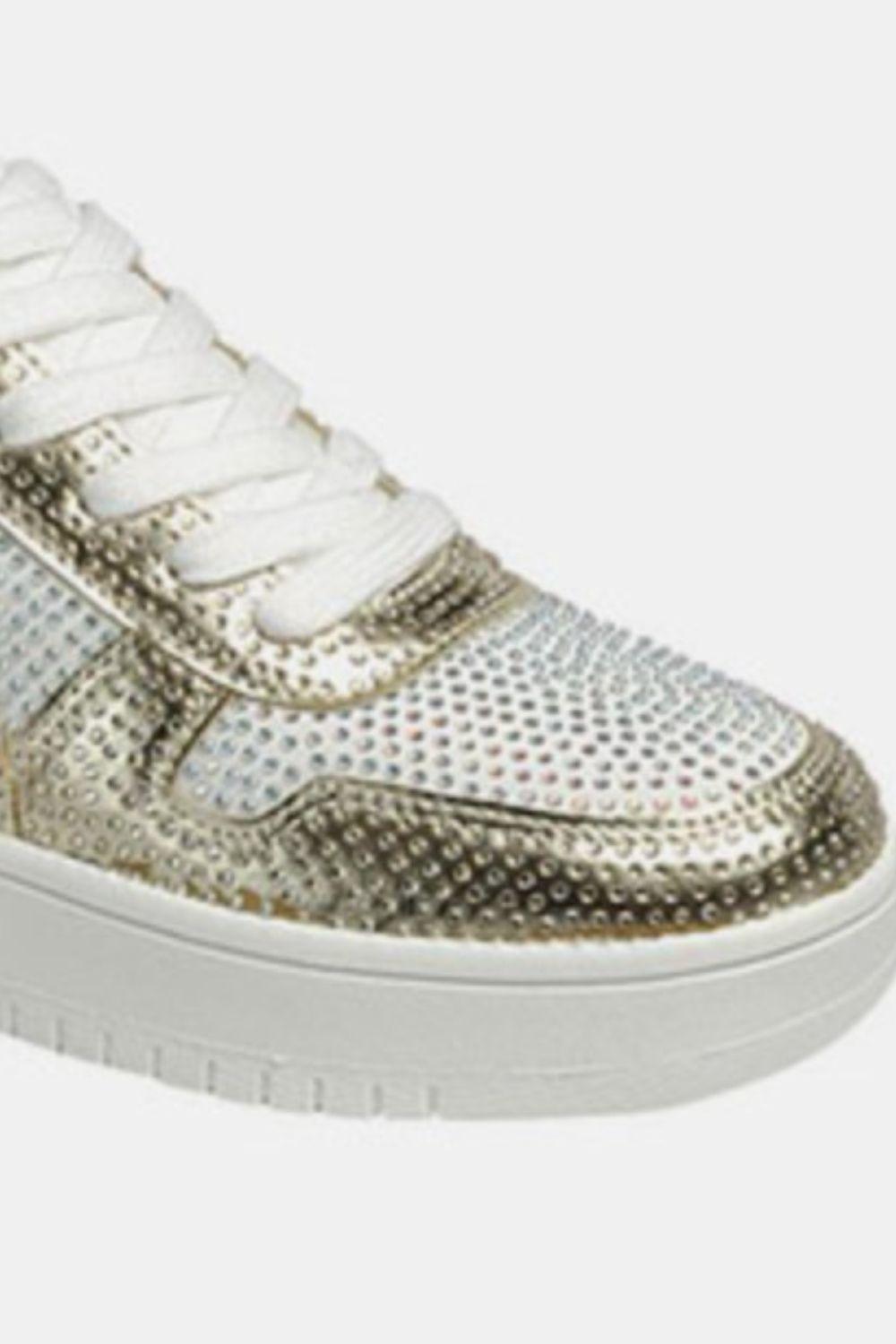 Forever Link Rhinestone Platform Flat Sneakers - Clothes For Her Online Store