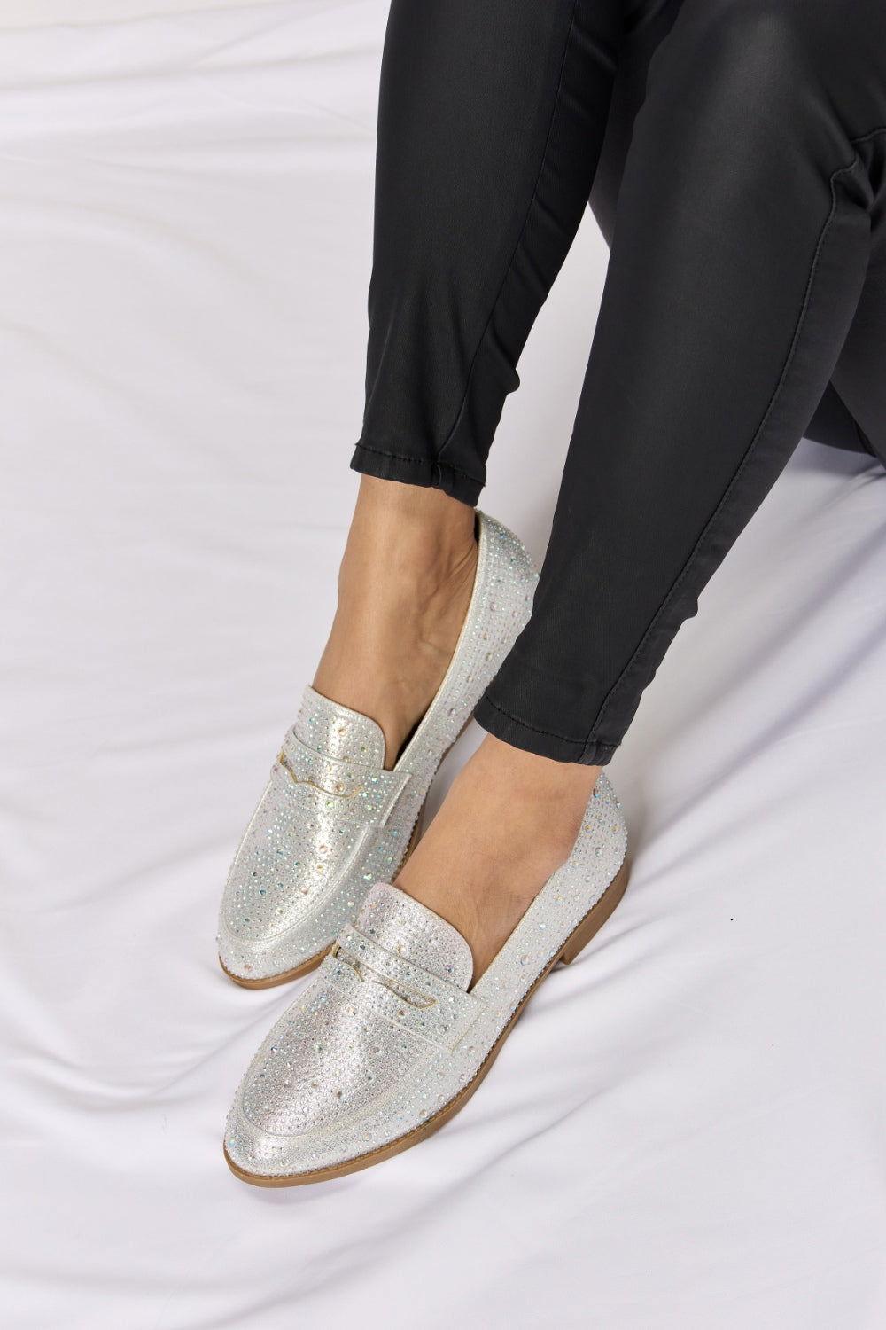 Forever Link Rhinestone Point Toe Loafers - Clothes For Her Online Store