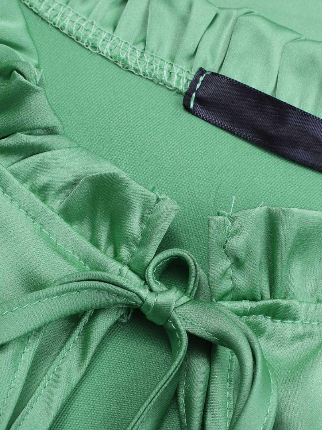 Frill Tied Lantern Sleeve Blouse - Clothes For Her Online Store