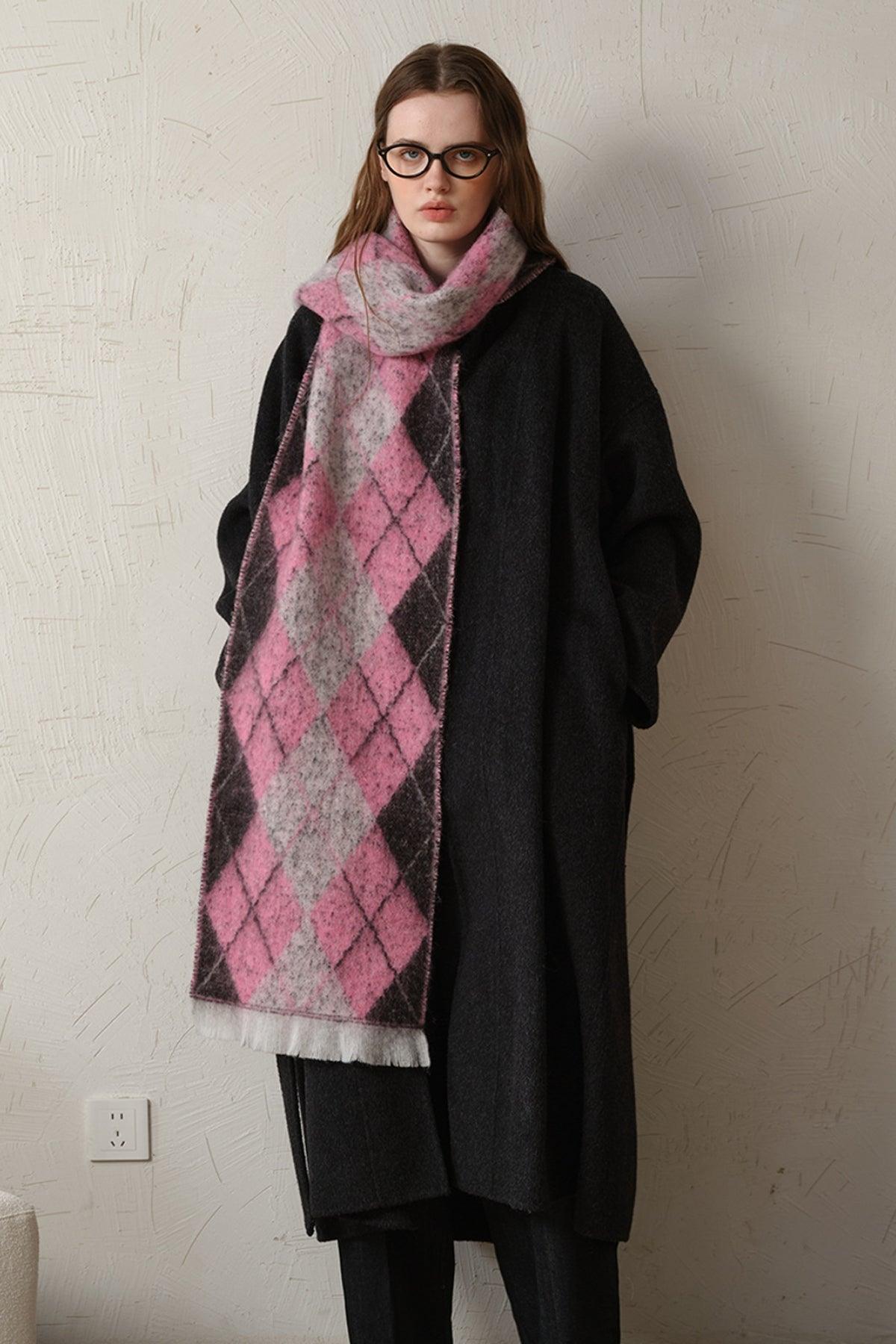 Fringe Argyle Polyester Scarf - Clothes For Her Online Store