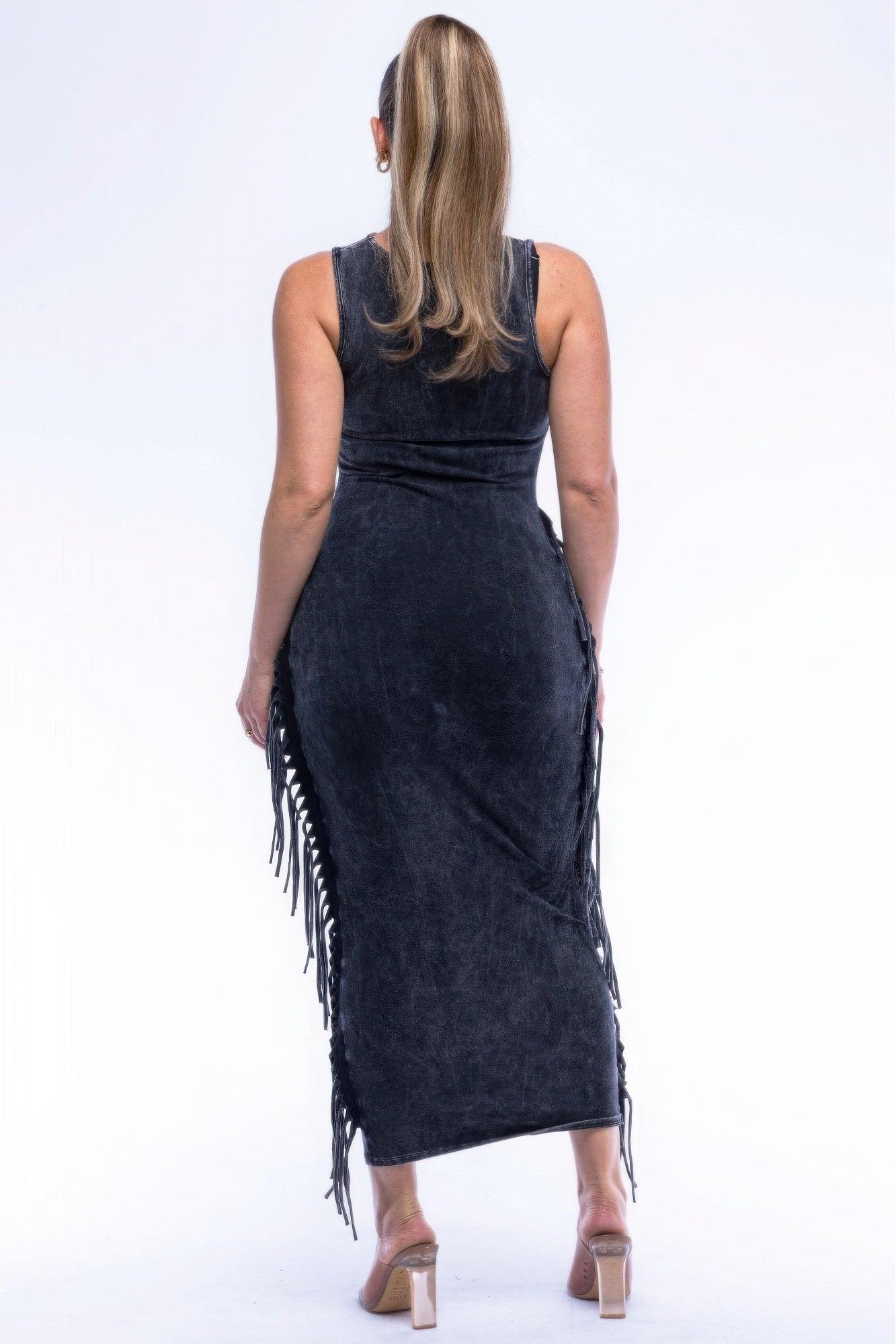 Fringe Cut Out Maxi Dress - Clothes For Her Online Store
