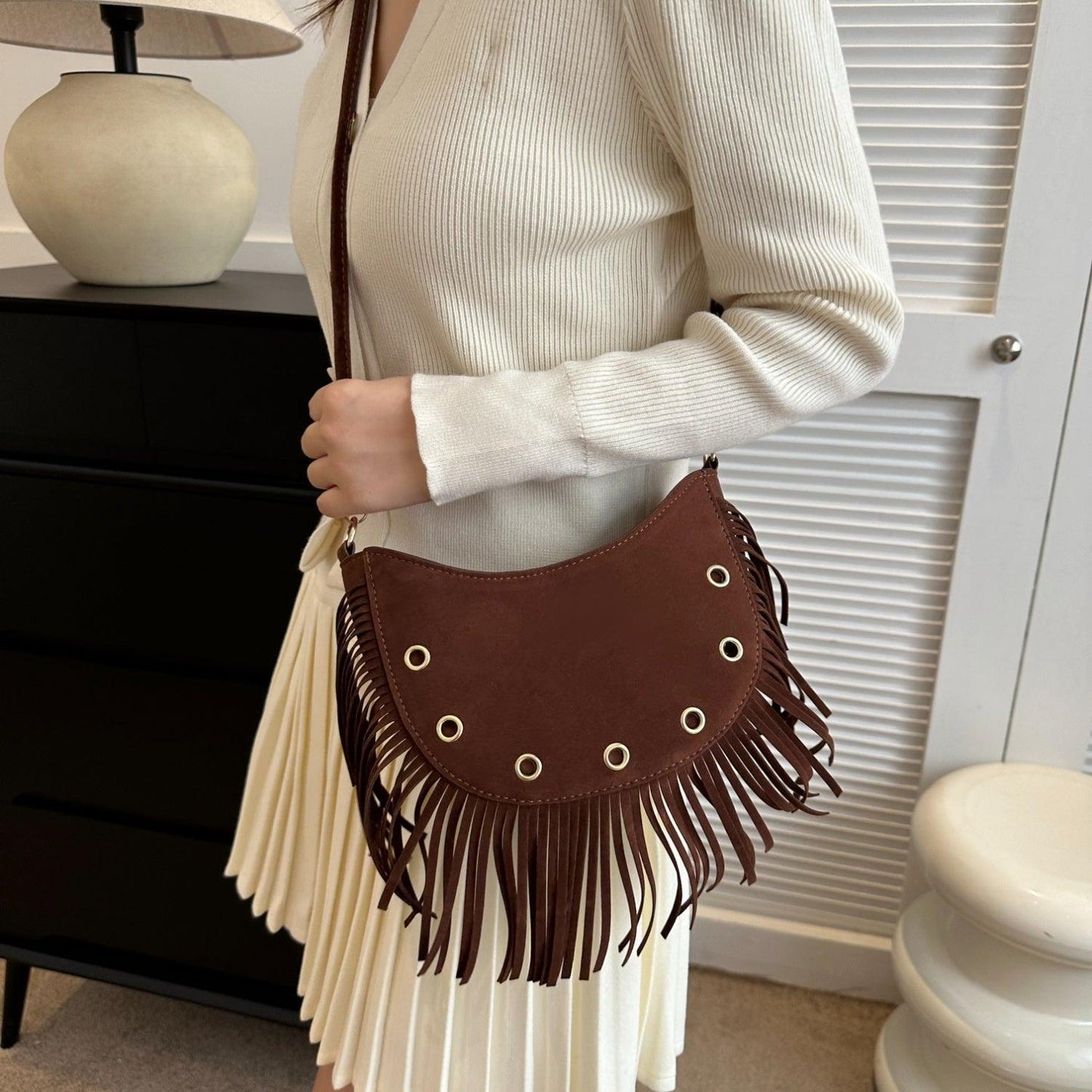 Fringe Detail Crossbody Bag - Clothes For Her Online Store