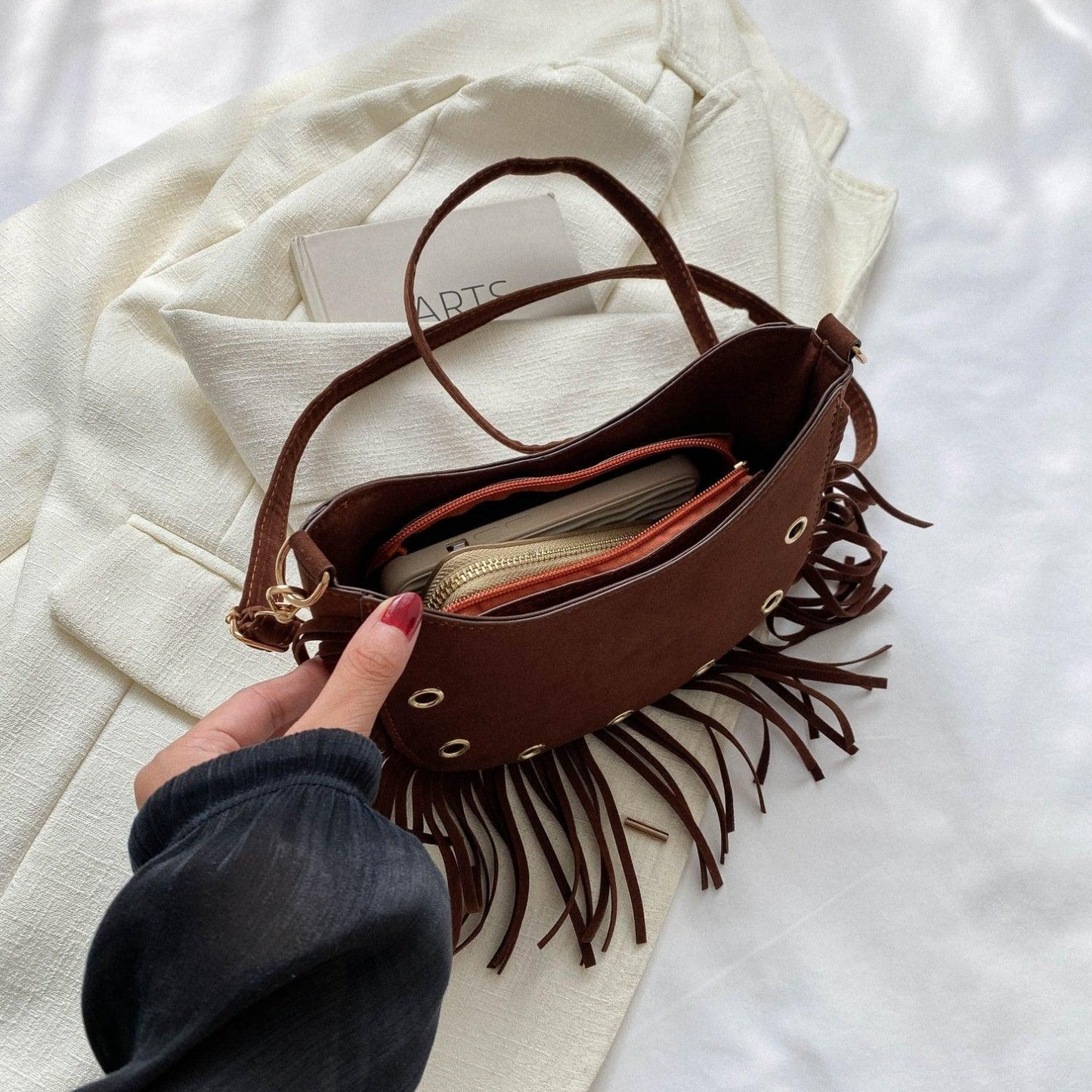 Fringe Detail Crossbody Bag - Clothes For Her Online Store