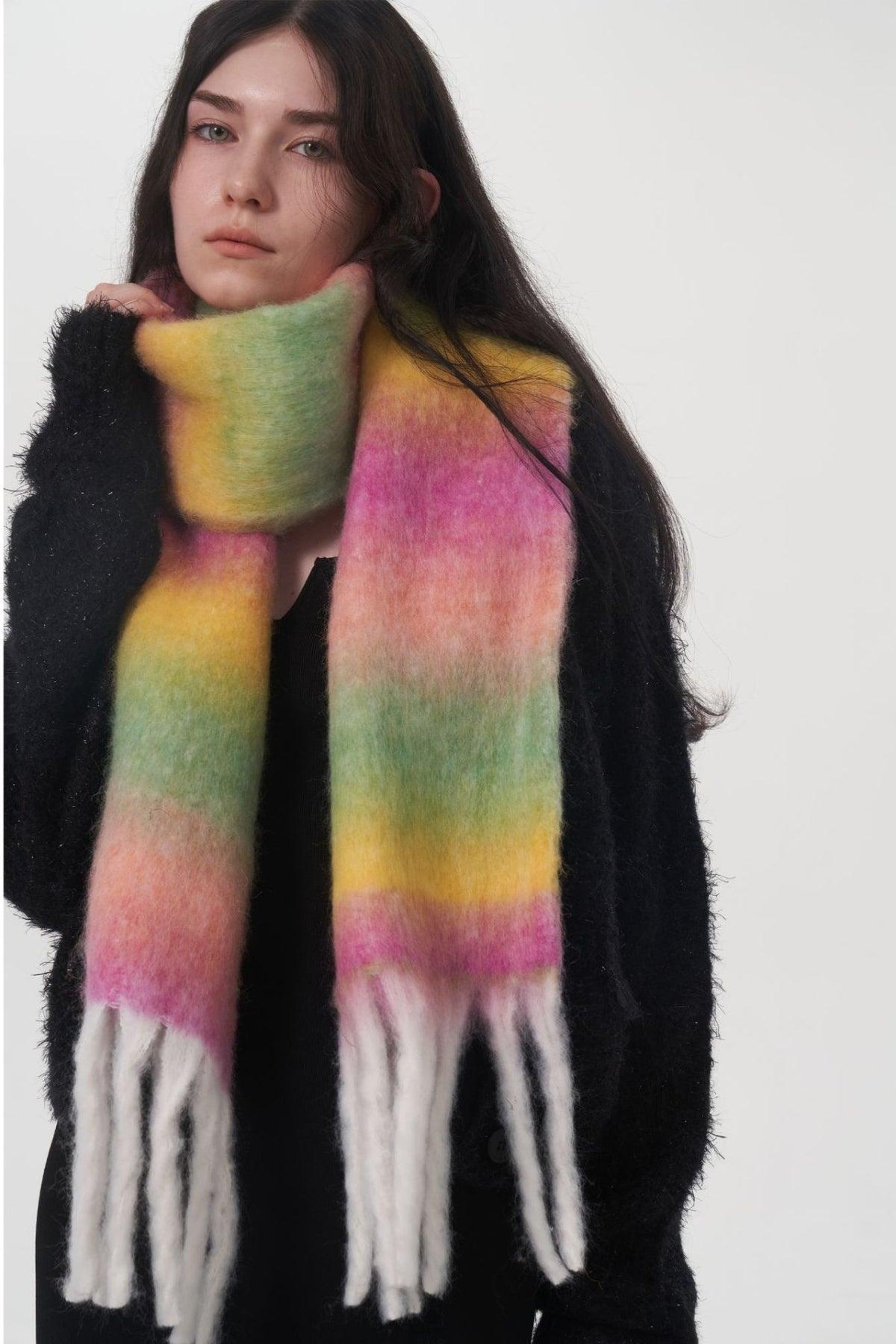 Fringe Gradient Thermal Scarf - Clothes For Her Online Store