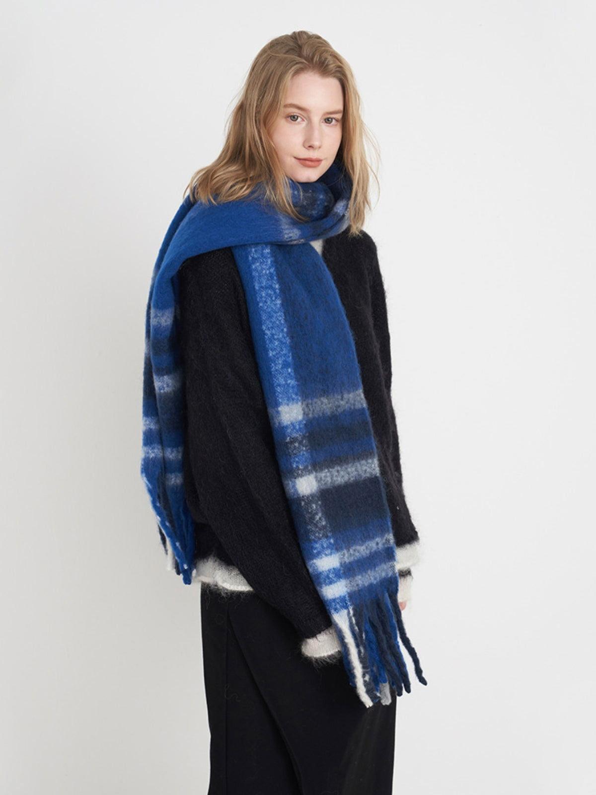 Fringe Plaid Polyester Scarf - Clothes For Her Online Store