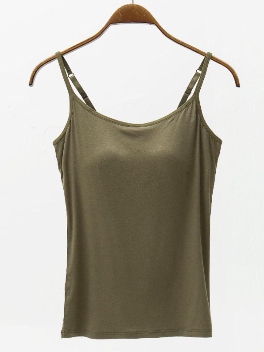 Full Size Adjustable Strap Modal Cami with Bra - Clothes For Her Online Store