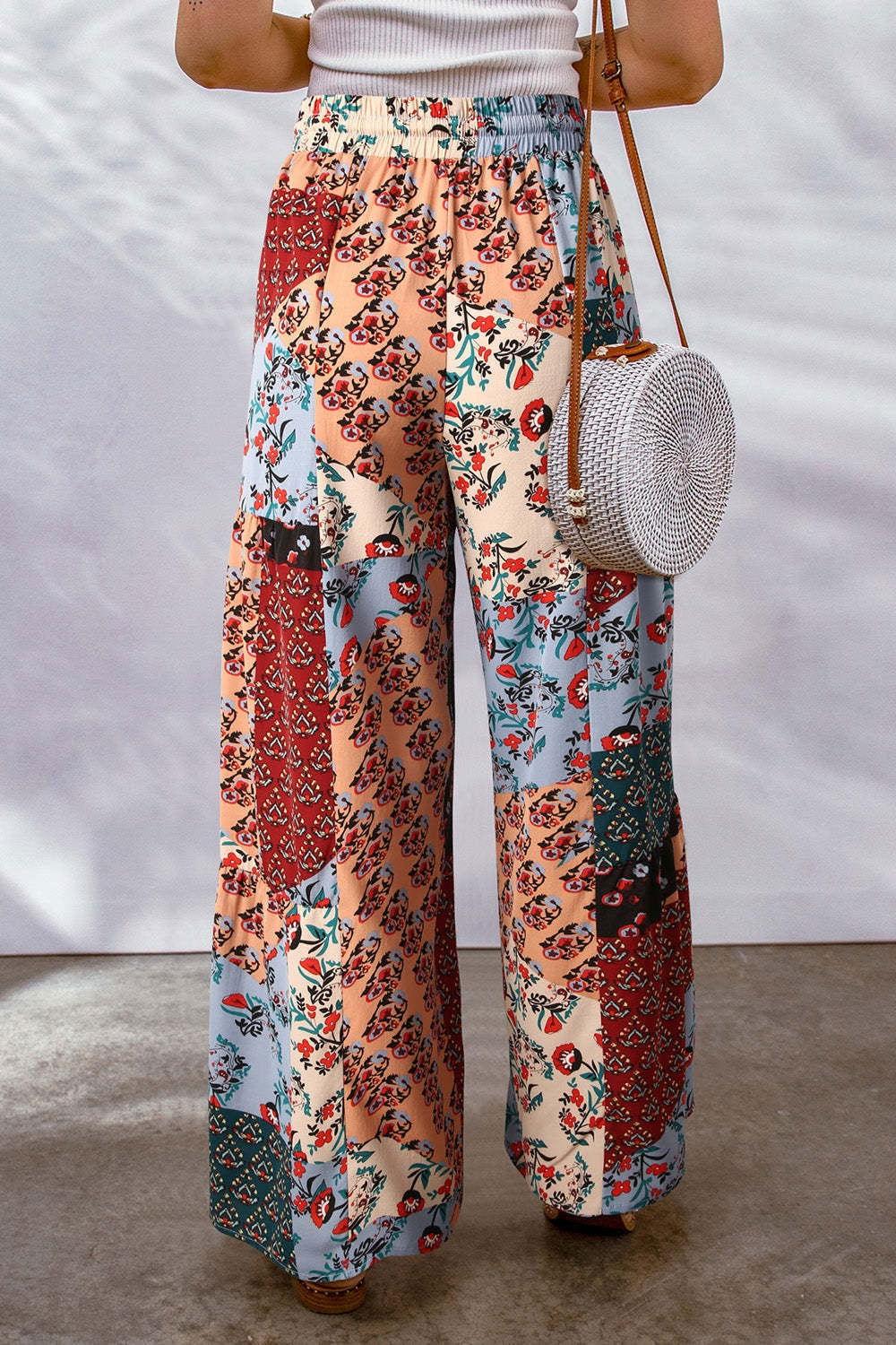 Full Size Drawstring Printed Wide Leg Pants - Clothes For Her Online Store