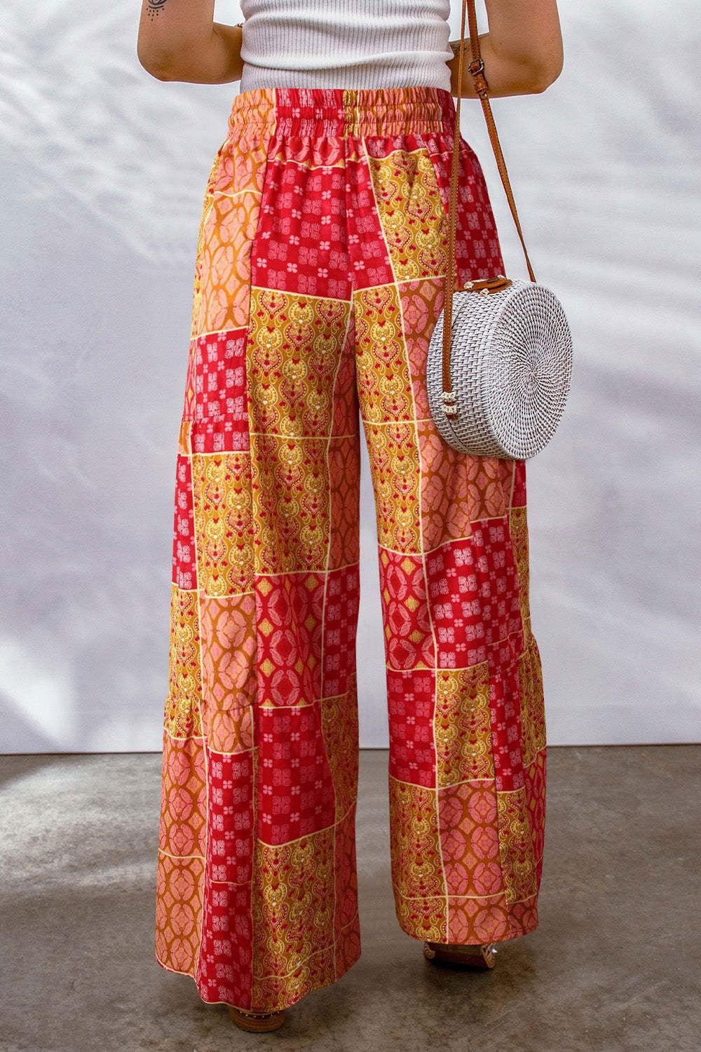 Full Size Drawstring Printed Wide Leg Pants - Clothes For Her Online Store